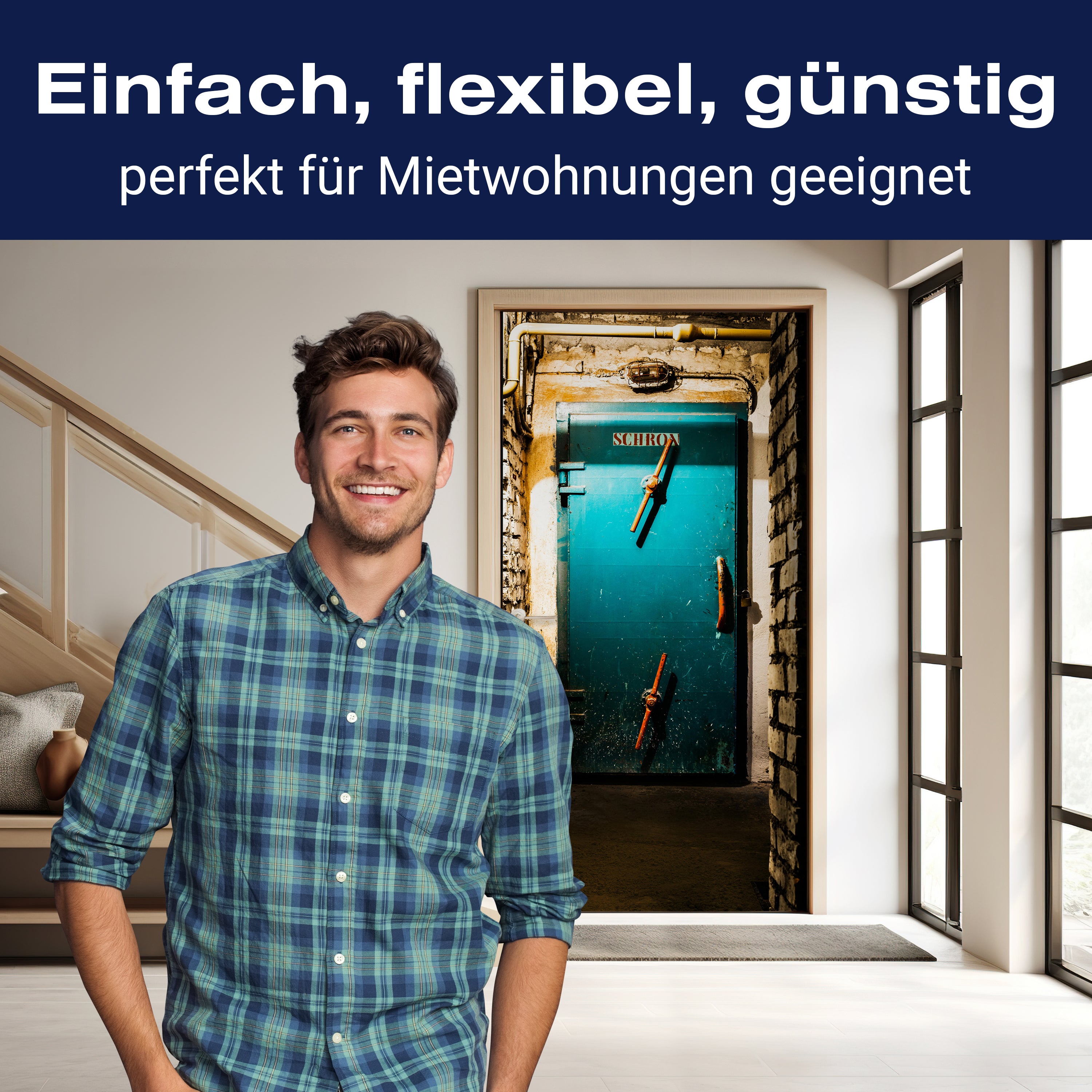 Türtapete Blaue Metall Tür, Rost, Mauer, Stein M1384 - Bild 3 Türtapete Blaue Metall Tür, Rost, Mauer, Stein M1384 - Bild 3