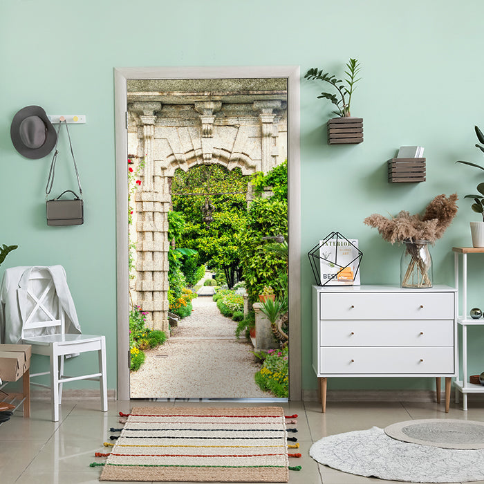 Türtapete Steintor im Garten, Pflanzen, Bäume M1396 - Bild 1 Türtapete Steintor im Garten, Pflanzen, Bäume M1396 - Bild 1