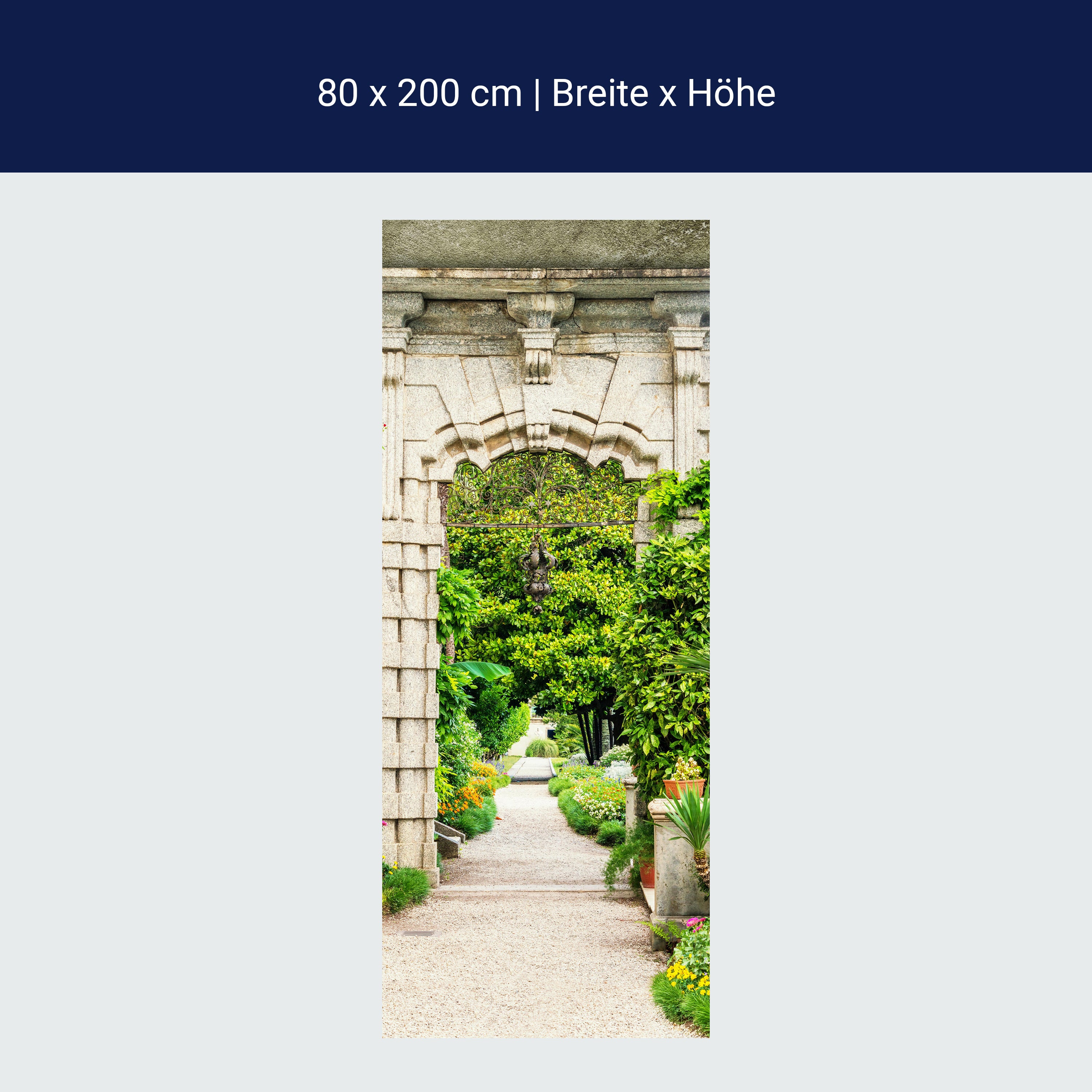 Türtapete Steintor im Garten, Pflanzen, Bäume M1396 Türtapete Steintor im Garten, Pflanzen, Bäume M1396