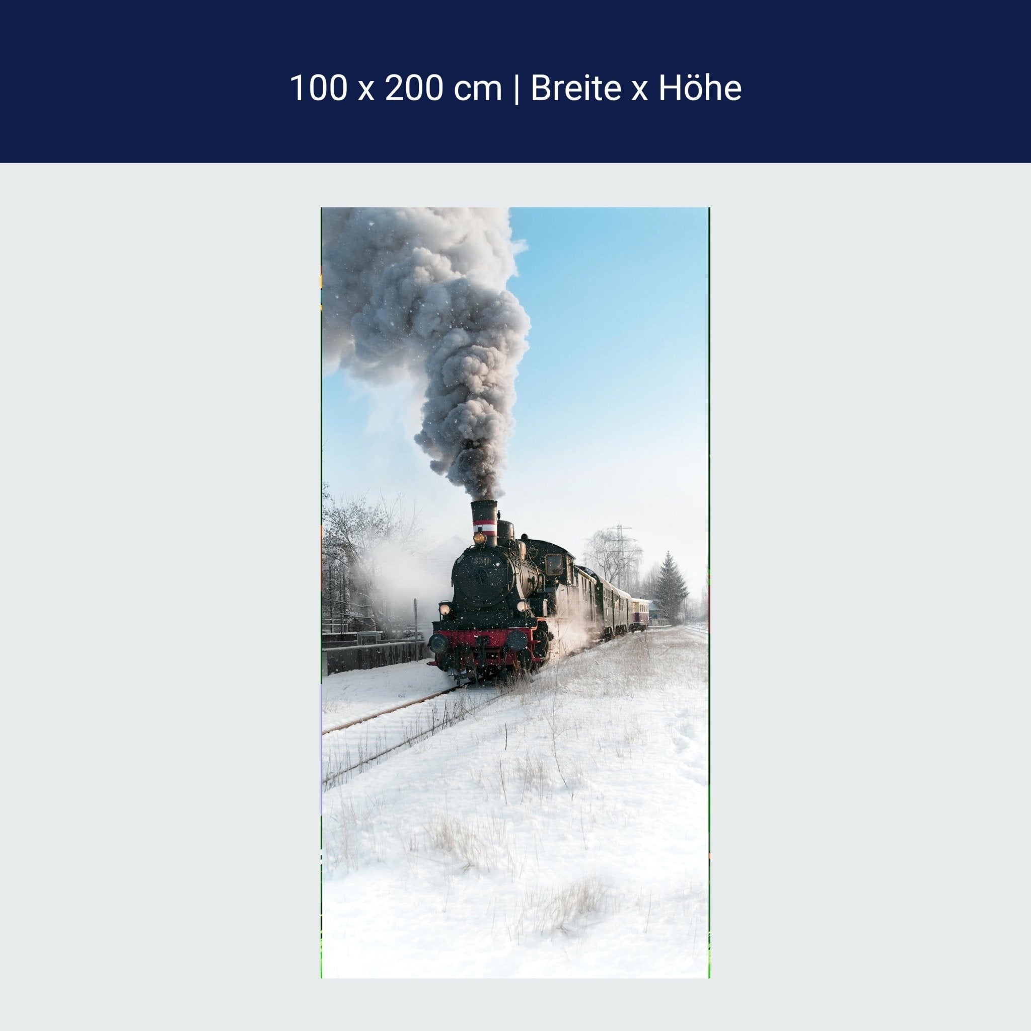 Türtapete Dampflok im Schnee, Eisenbahn, Rauch M1398 Türtapete Dampflok im Schnee, Eisenbahn, Rauch M1398