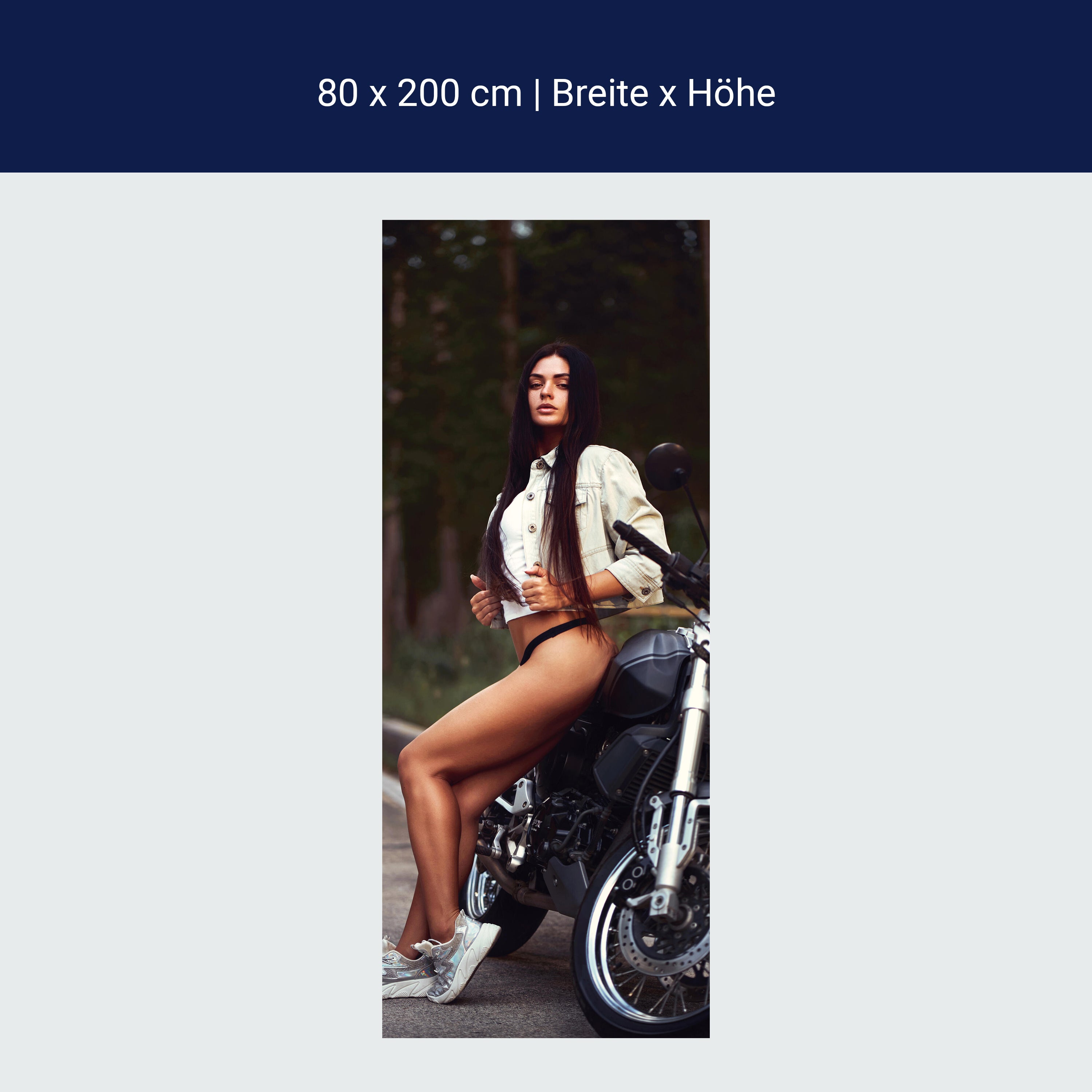 Türtapete Model & Motorrad, Frau, Sexy, Fotografie M1401 Türtapete Model & Motorrad, Frau, Sexy, Fotografie M1401