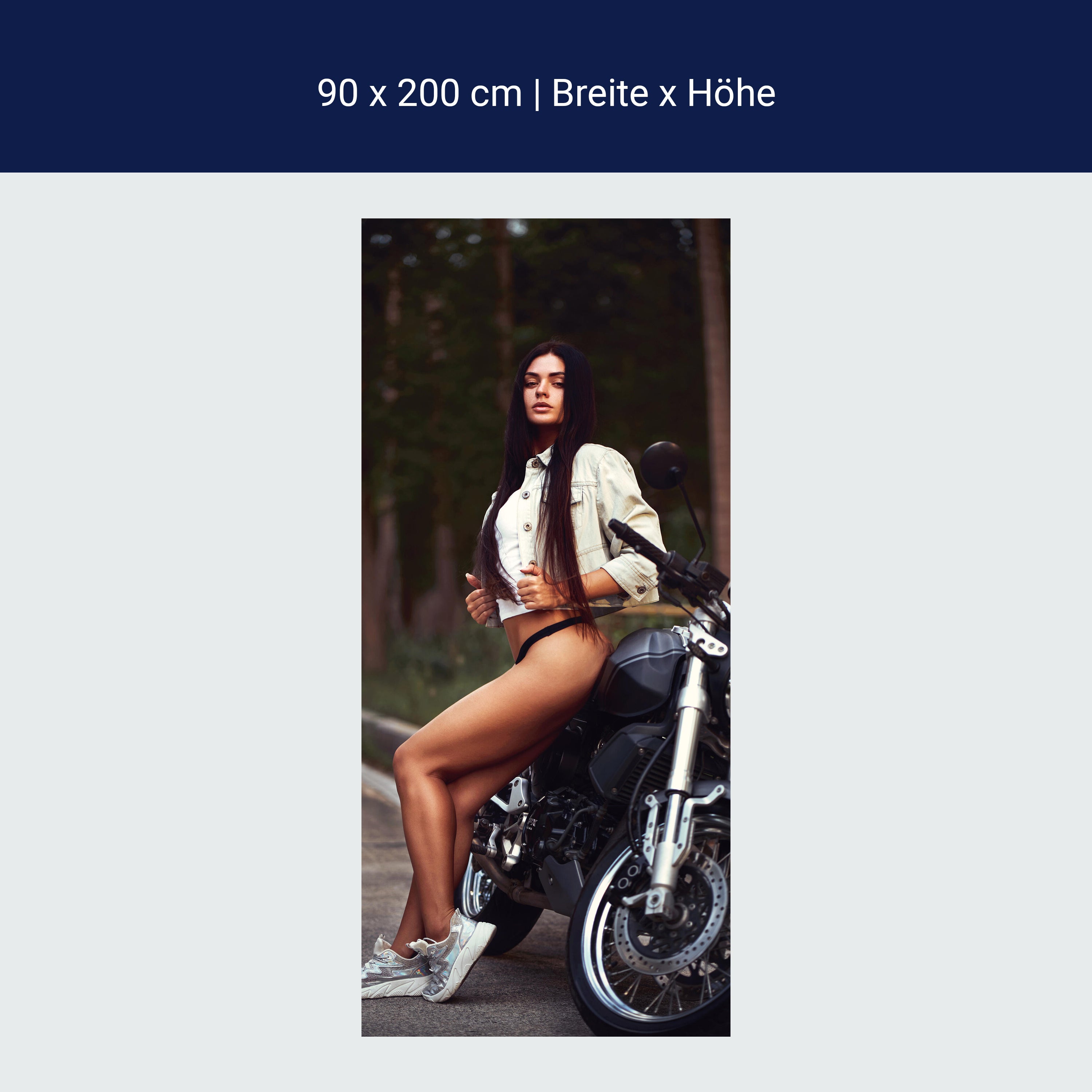 Türtapete Model & Motorrad, Frau, Sexy, Fotografie M1401 Türtapete Model & Motorrad, Frau, Sexy, Fotografie M1401