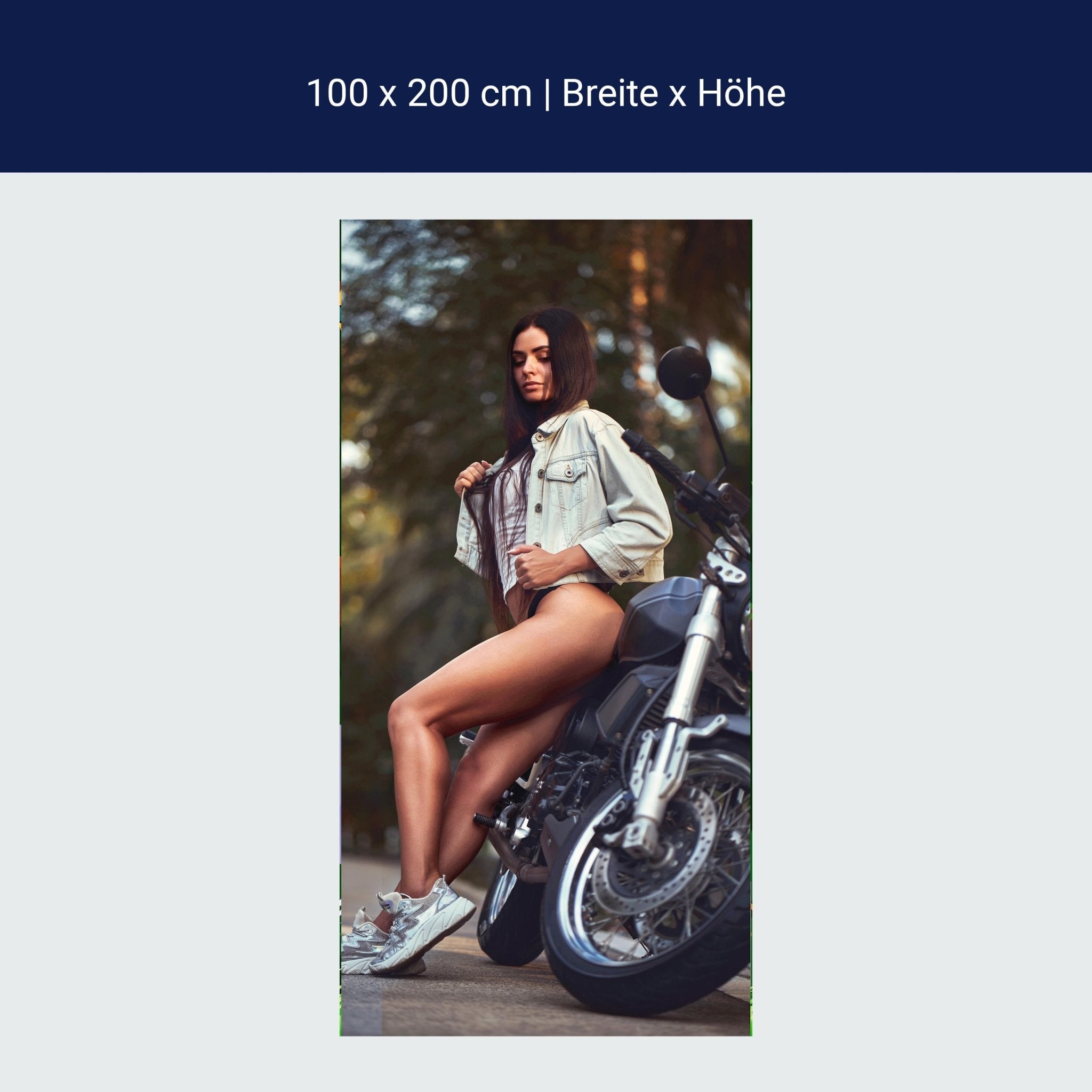 Türtapete Frau & Motorrad, Model, Sexy, Fotografie M1402 Türtapete Frau & Motorrad, Model, Sexy, Fotografie M1402