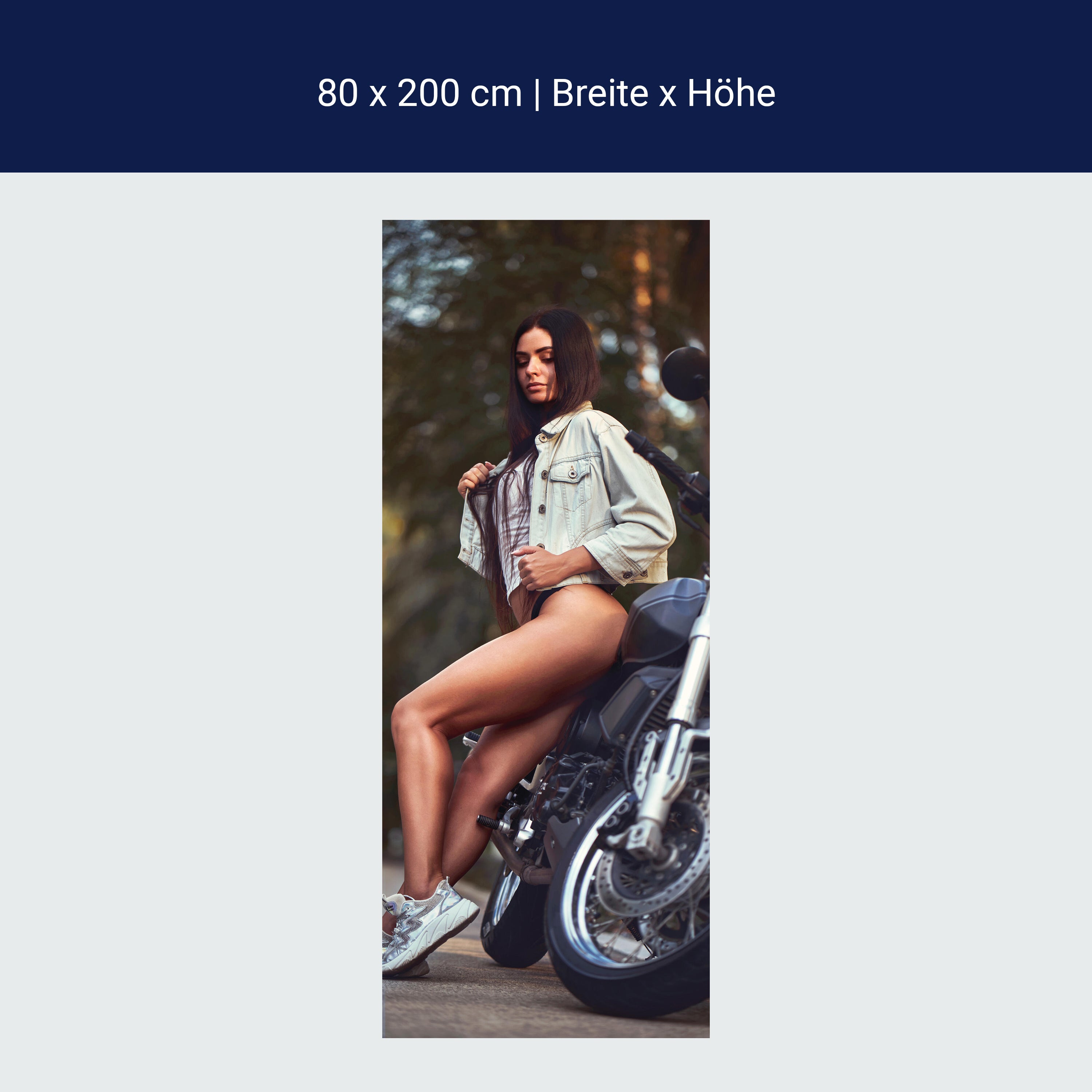 Türtapete Frau & Motorrad, Model, Sexy, Fotografie M1402 Türtapete Frau & Motorrad, Model, Sexy, Fotografie M1402
