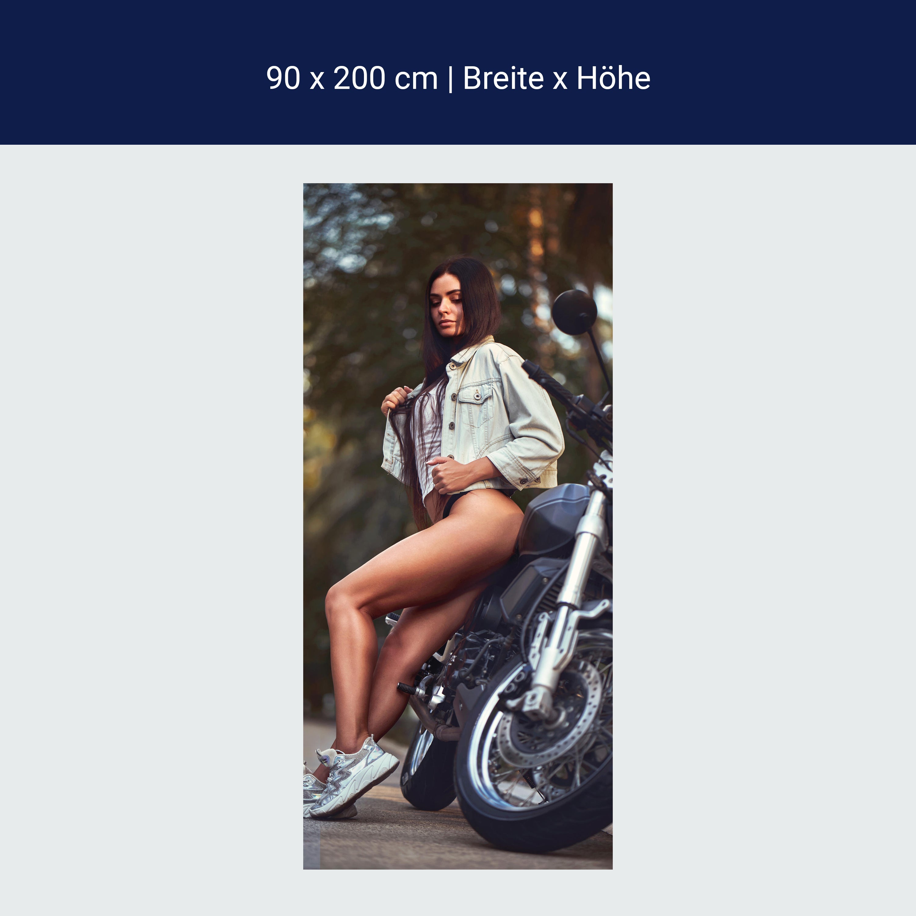 Türtapete Frau & Motorrad, Model, Sexy, Fotografie M1402 Türtapete Frau & Motorrad, Model, Sexy, Fotografie M1402