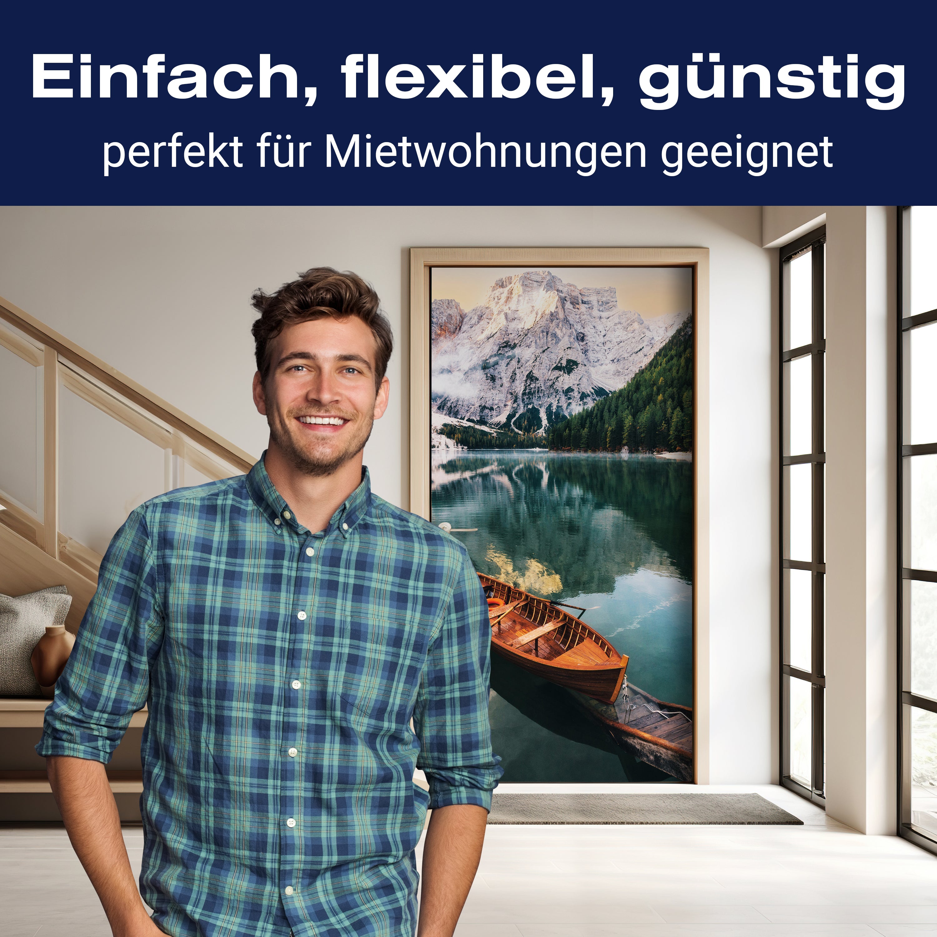 Türtapete Boot See Berge Wald M1407 - Bild 3 Türtapete Boot See Berge Wald M1407 - Bild 3