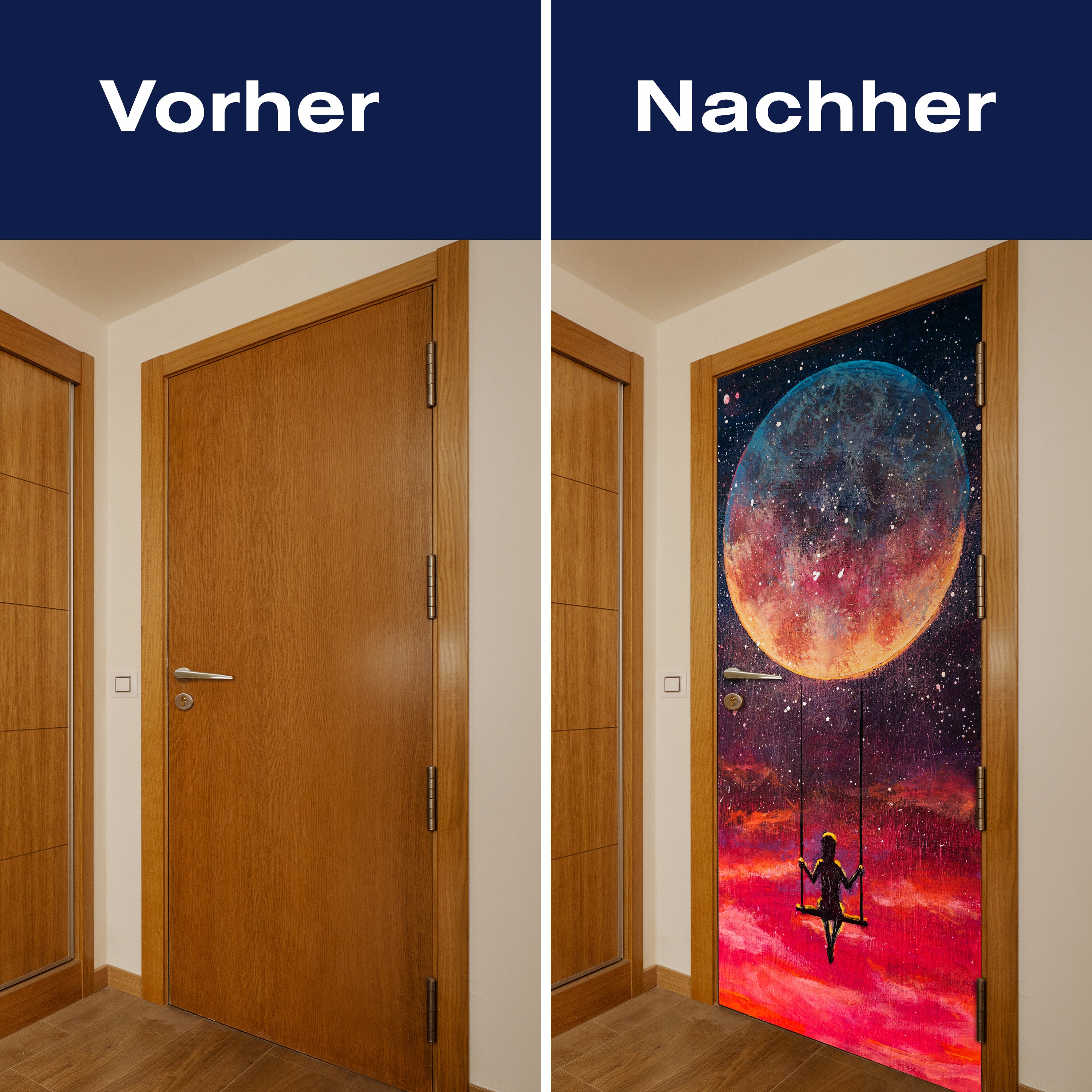 Türtapete Malerei, Mond, Schaukel, Mädchen M1439 - Bild 10 Türtapete Malerei, Mond, Schaukel, Mädchen M1439 - Bild 10