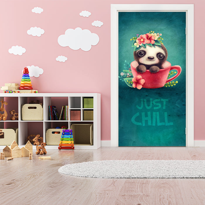 Türtapete Faultier, Illustration, Just Chill M1454 - Bild 1 Türtapete Faultier, Illustration, Just Chill M1454 - Bild 1