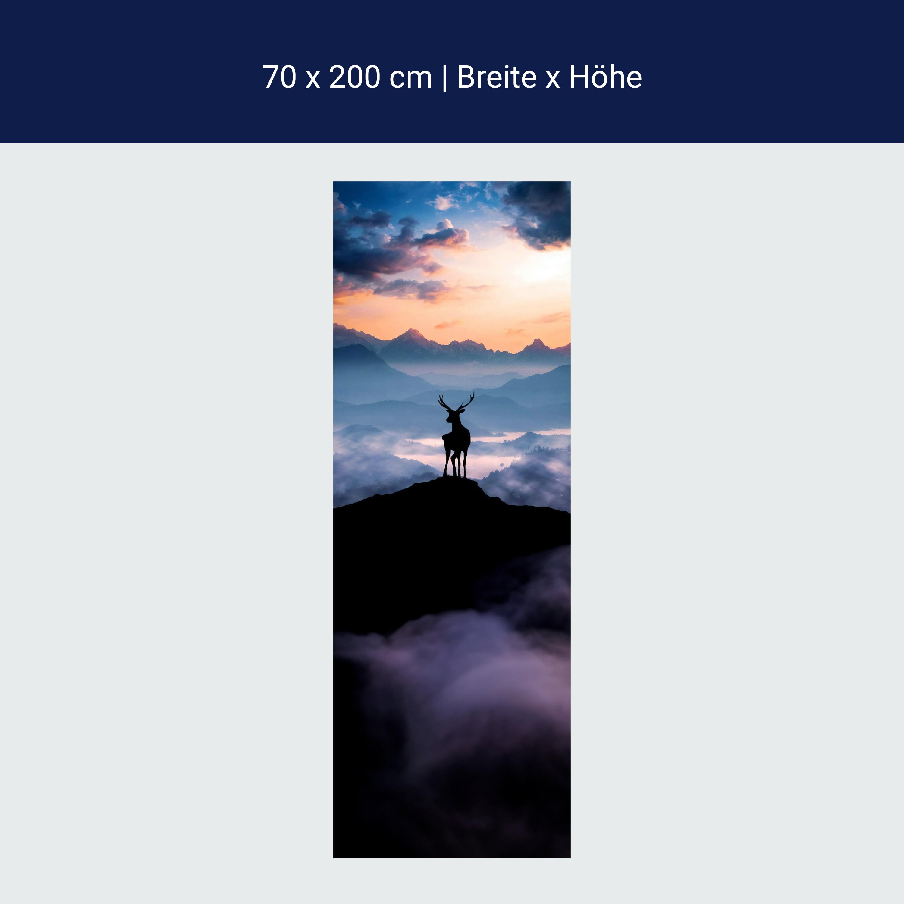 Türtapete Hirsch, Silhouette, Berge M1459 Türtapete Hirsch, Silhouette, Berge M1459