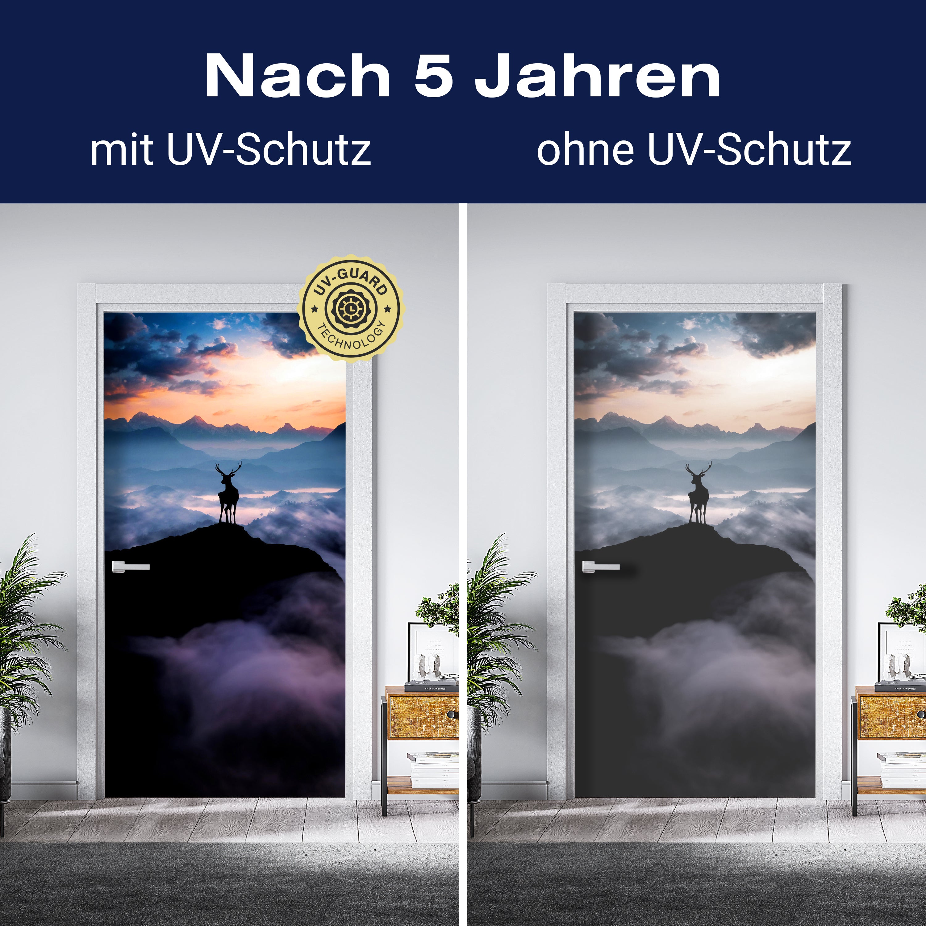 Türtapete Hirsch, Silhouette, Berge M1459 - Bild 4 Türtapete Hirsch, Silhouette, Berge M1459 - Bild 4