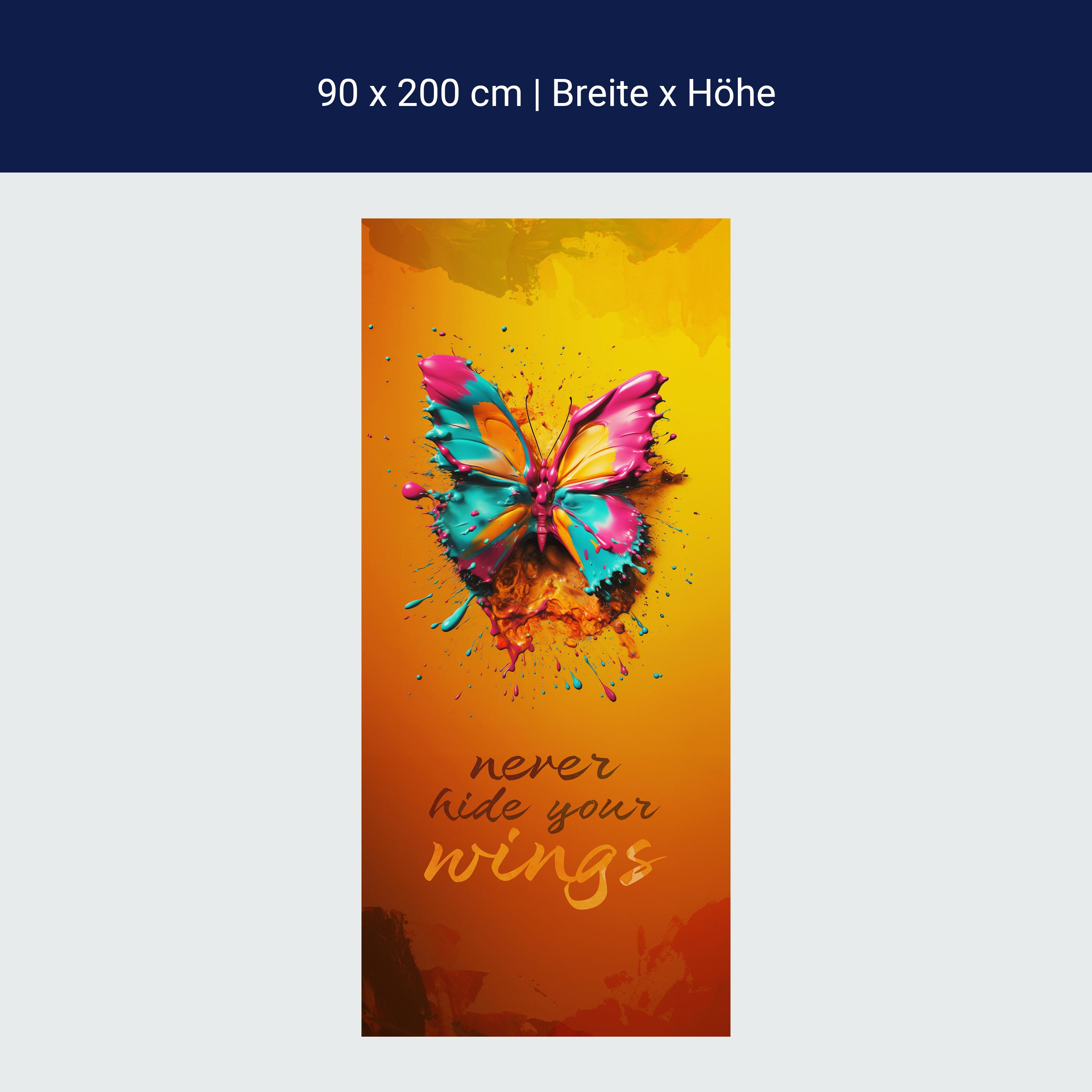 Türtapete Schmetterling, Spruch, Farbklecks M1460 Türtapete Schmetterling, Spruch, Farbklecks M1460