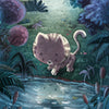 Türtapete Illustration, Katze, Fluss, Nacht M1464
