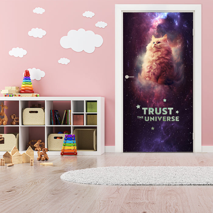 Türtapete Katze, Weltraum, Galaxie, Spruch M1469 - Bild 1 Türtapete Katze, Weltraum, Galaxie, Spruch M1469 - Bild 1