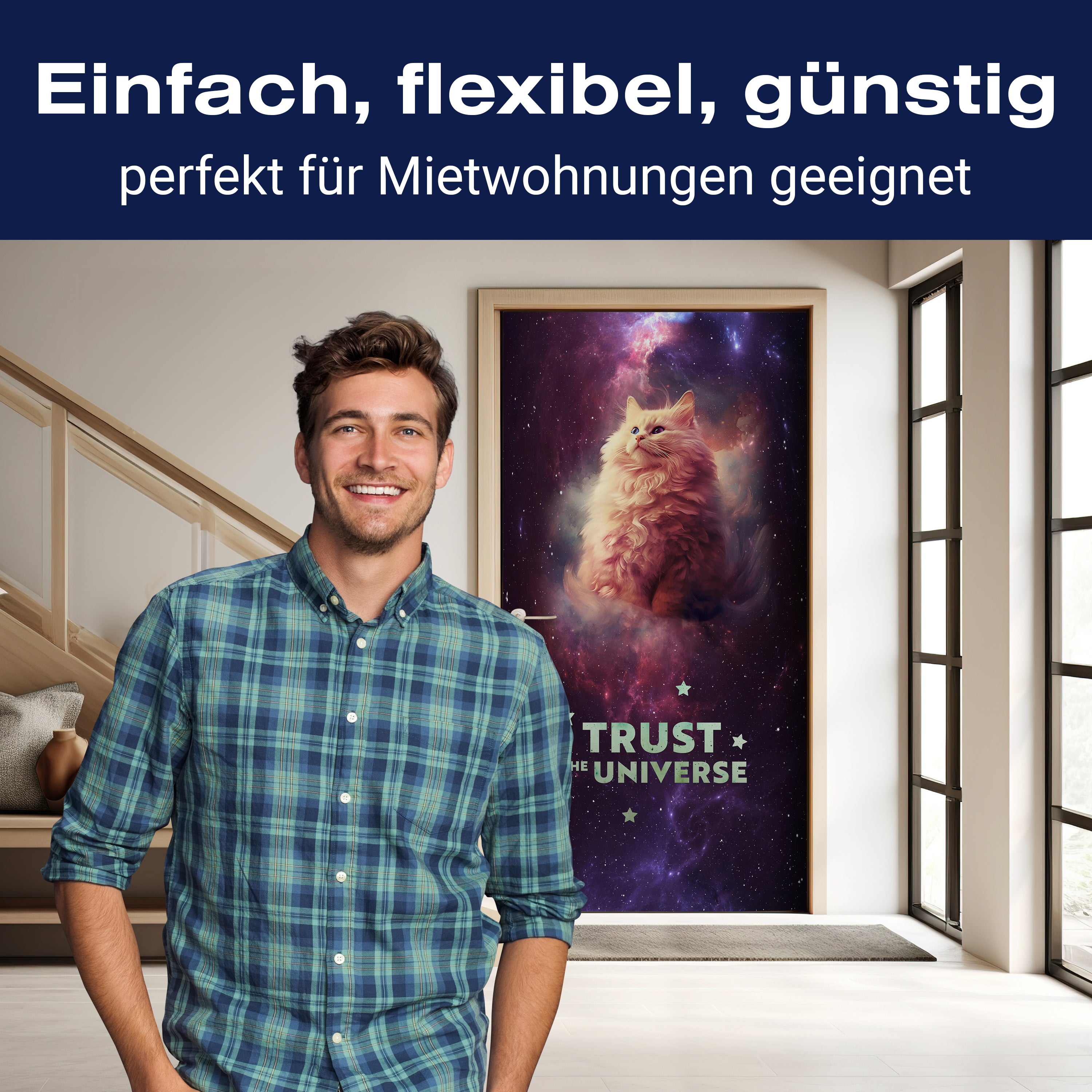 Türtapete Katze, Weltraum, Galaxie, Spruch M1469 - Bild 3 Türtapete Katze, Weltraum, Galaxie, Spruch M1469 - Bild 3