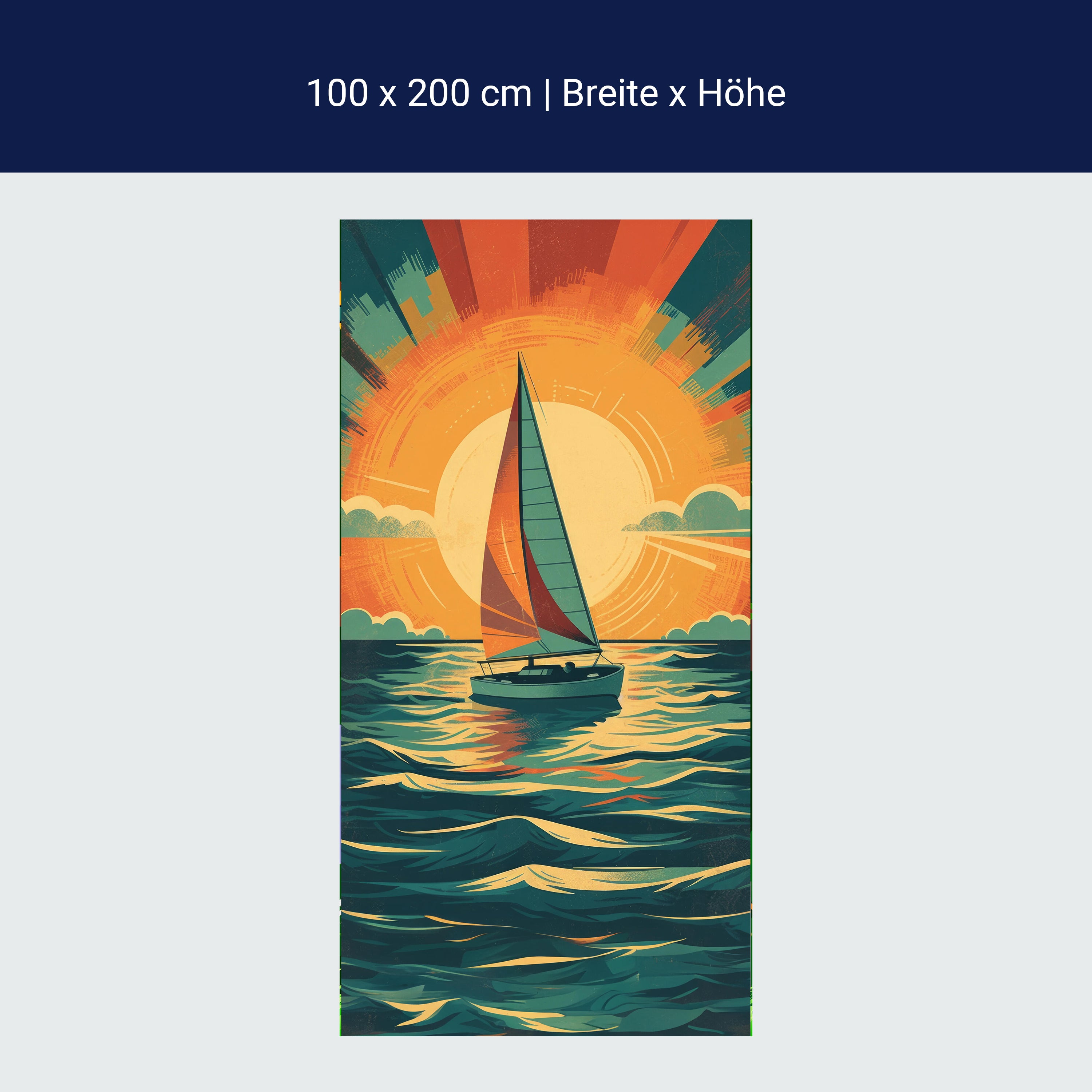 Türtapete Segelboot, Sonne, Illustration M1485 Türtapete Segelboot, Sonne, Illustration M1485