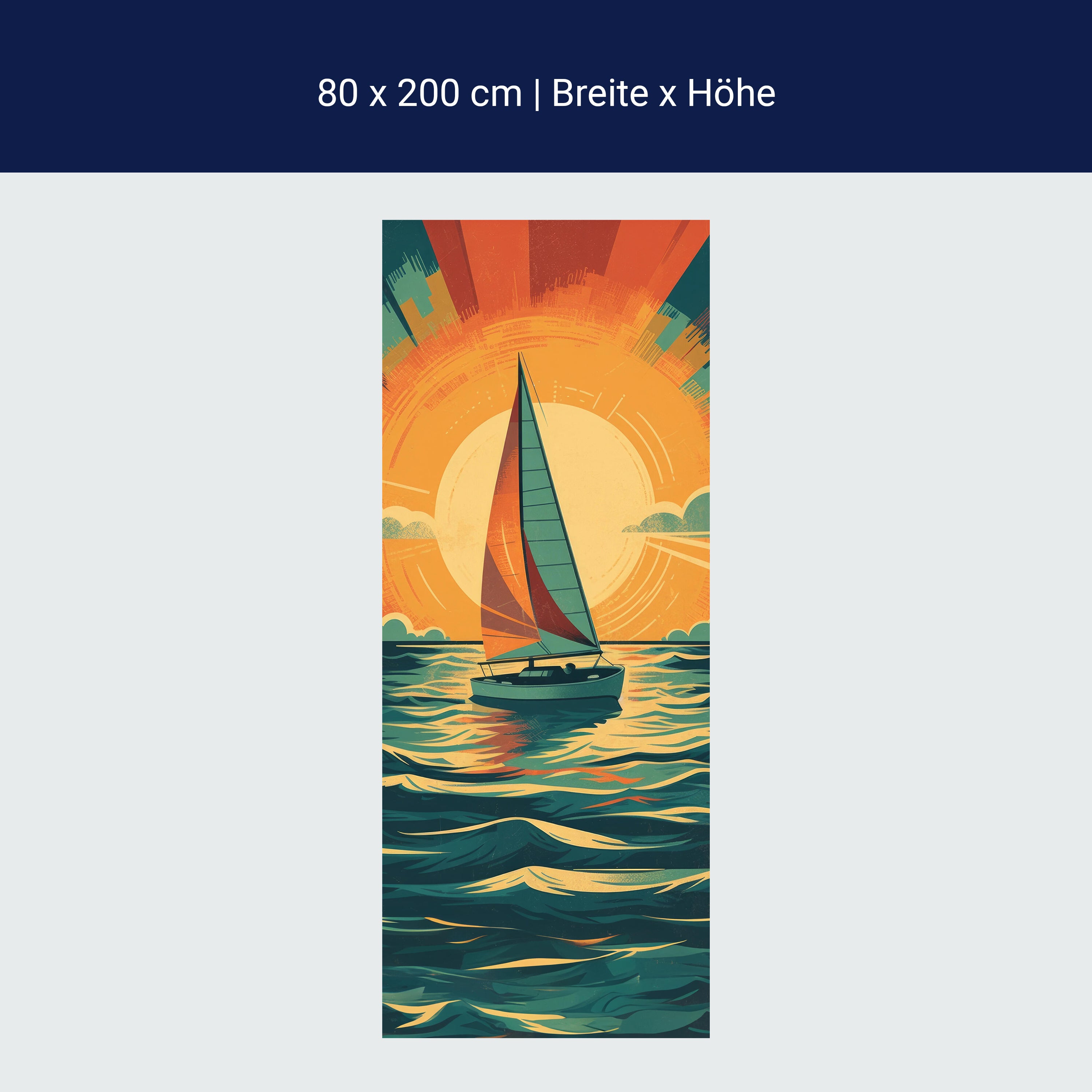 Türtapete Segelboot, Sonne, Illustration M1485 Türtapete Segelboot, Sonne, Illustration M1485