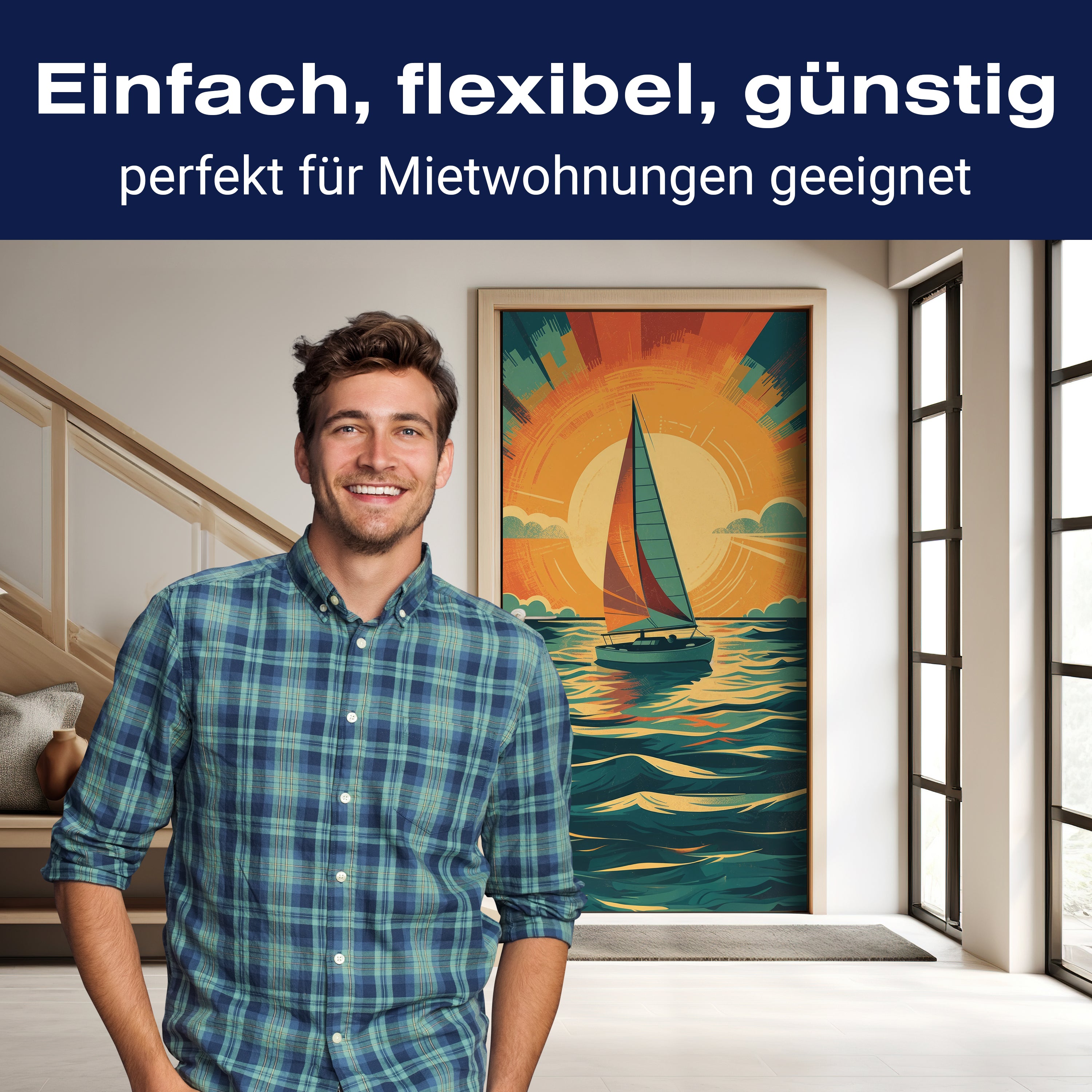 Türtapete Segelboot, Sonne, Illustration M1485 - Bild 3 Türtapete Segelboot, Sonne, Illustration M1485 - Bild 3