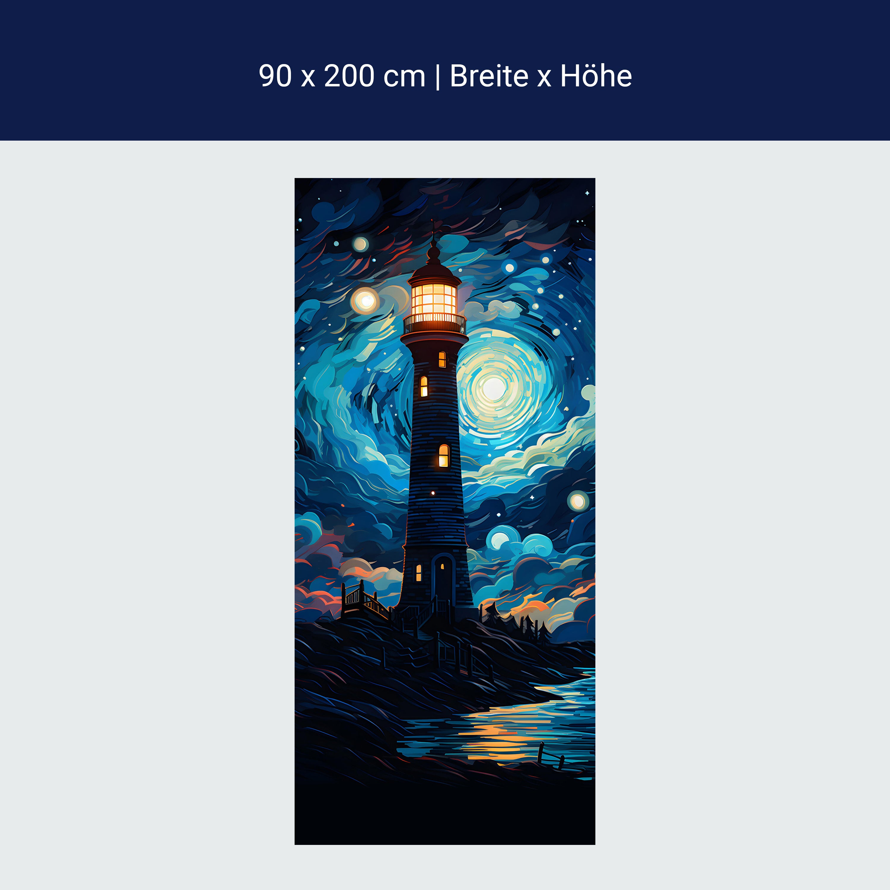 Türtapete Strand, Leuchtturm, Nacht M1492 Türtapete Strand, Leuchtturm, Nacht M1492