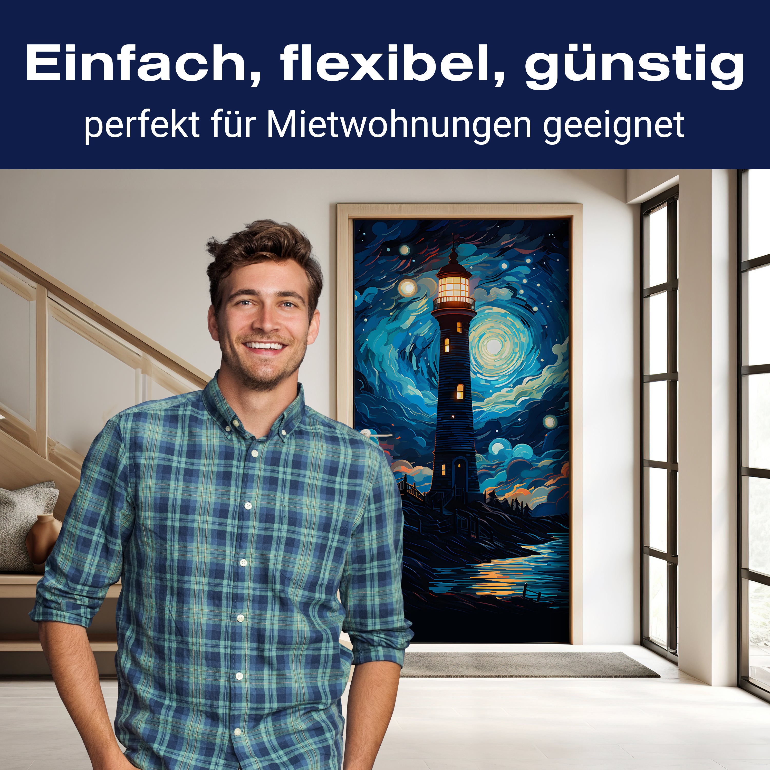 Türtapete Strand, Leuchtturm, Nacht M1492 - Bild 3 Türtapete Strand, Leuchtturm, Nacht M1492 - Bild 3