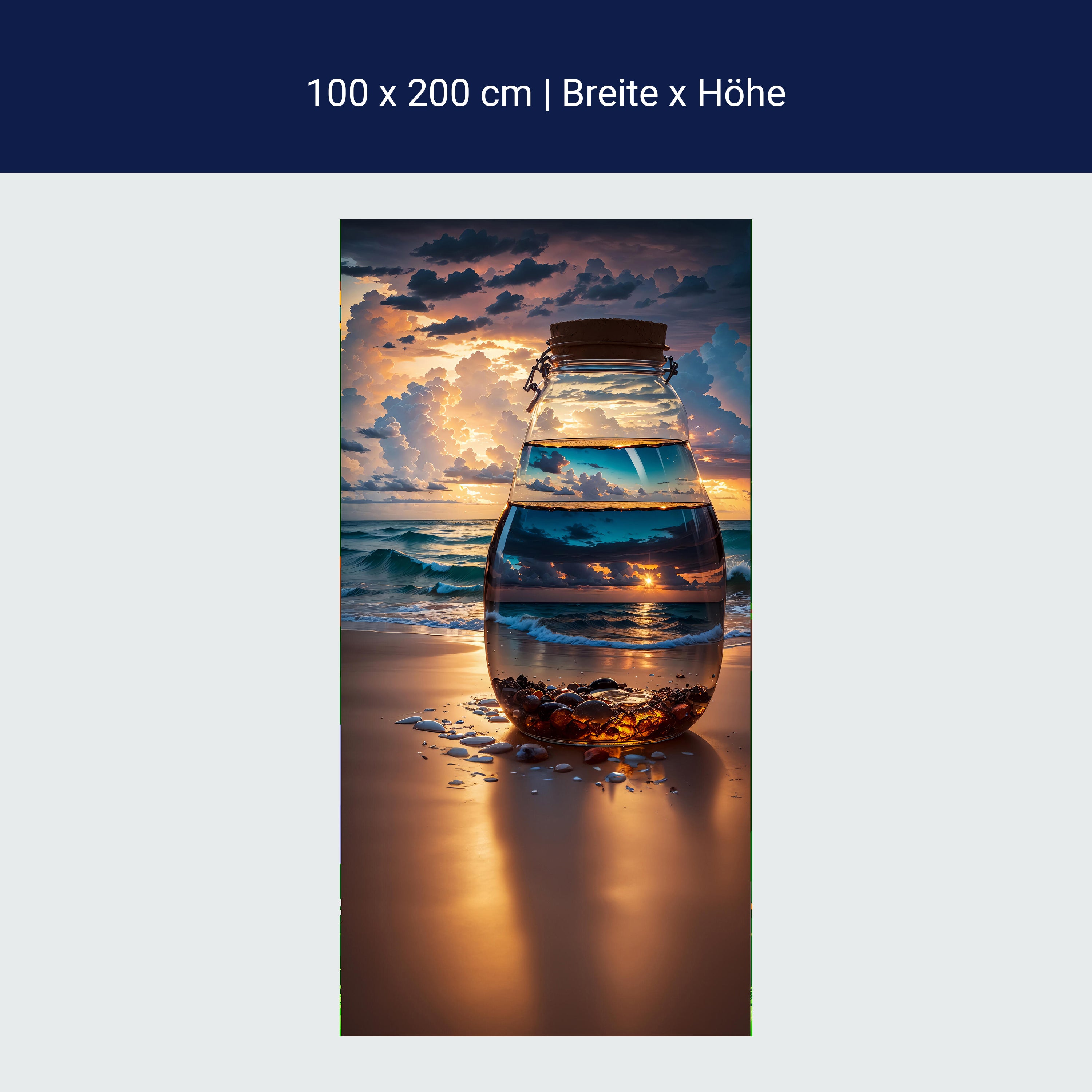 Türtapete Meer, Strand, Glasflasche M1505 Türtapete Meer, Strand, Glasflasche M1505