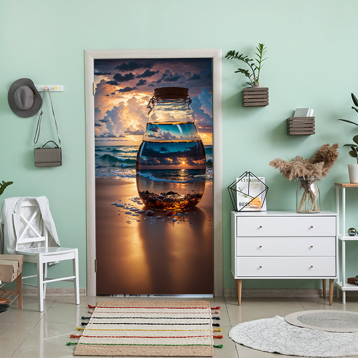 Türtapete Meer, Strand, Glasflasche M1505 - Bild 1 Türtapete Meer, Strand, Glasflasche M1505 - Bild 1