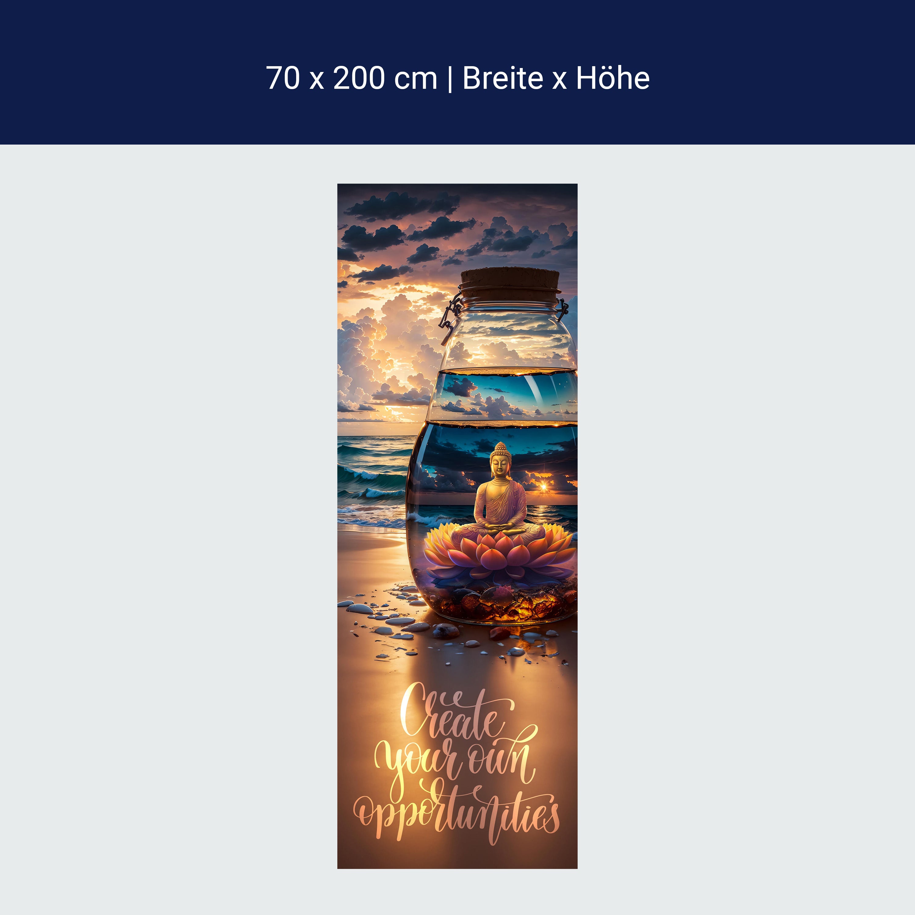 Türtapete Meer, Strand, Buddha, Spruch M1506 Türtapete Meer, Strand, Buddha, Spruch M1506
