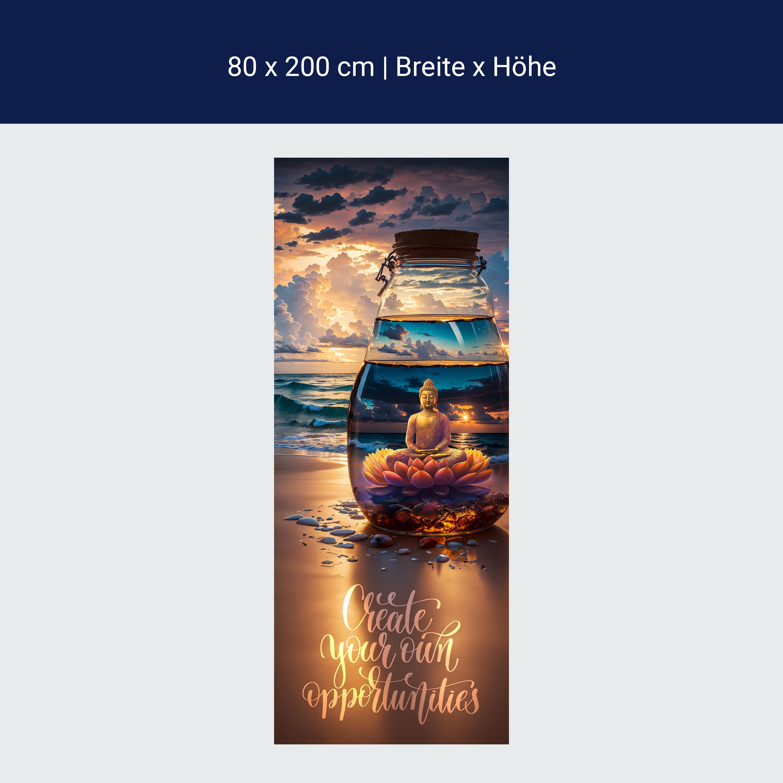 Türtapete Meer, Strand, Buddha, Spruch M1506 Türtapete Meer, Strand, Buddha, Spruch M1506