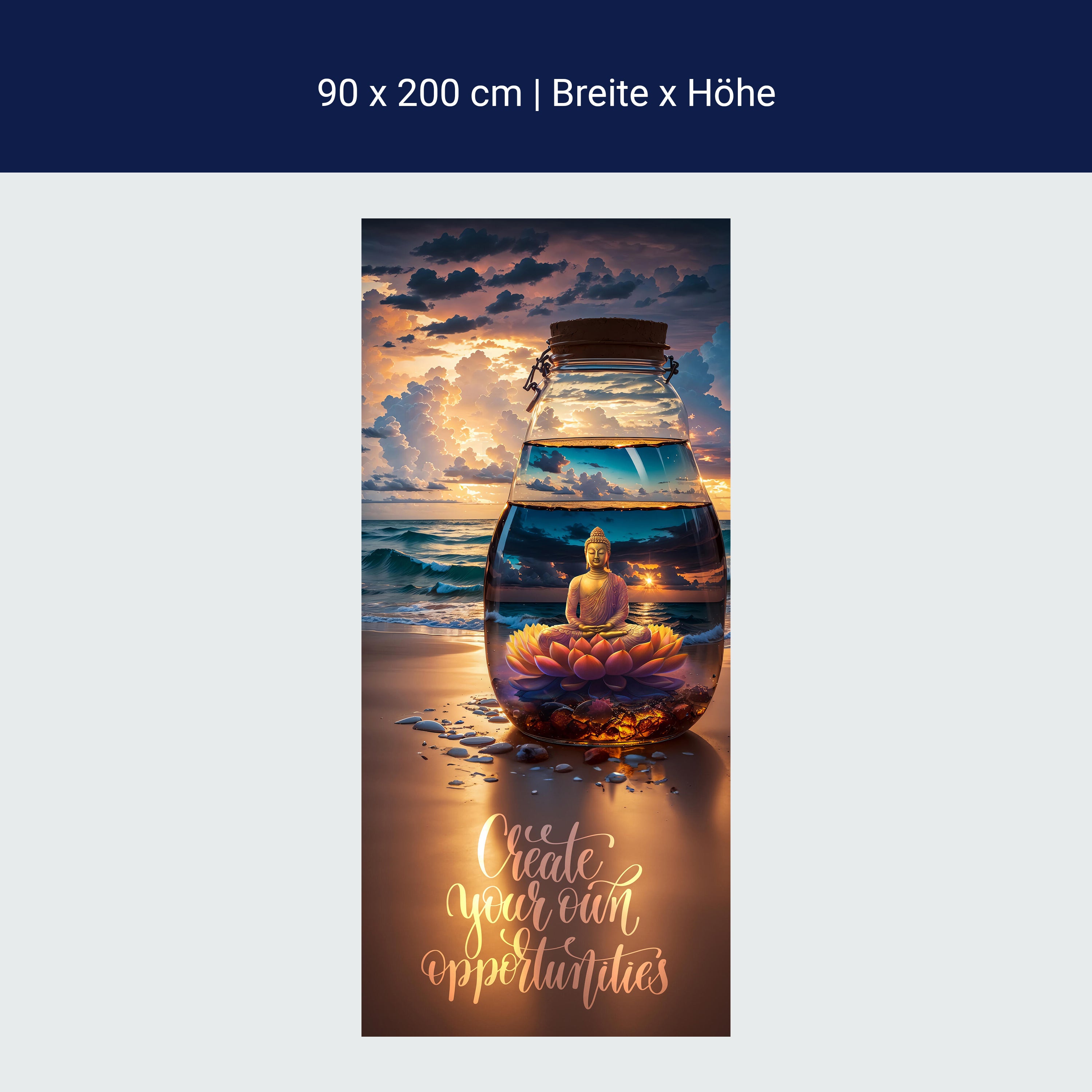 Türtapete Meer, Strand, Buddha, Spruch M1506 Türtapete Meer, Strand, Buddha, Spruch M1506