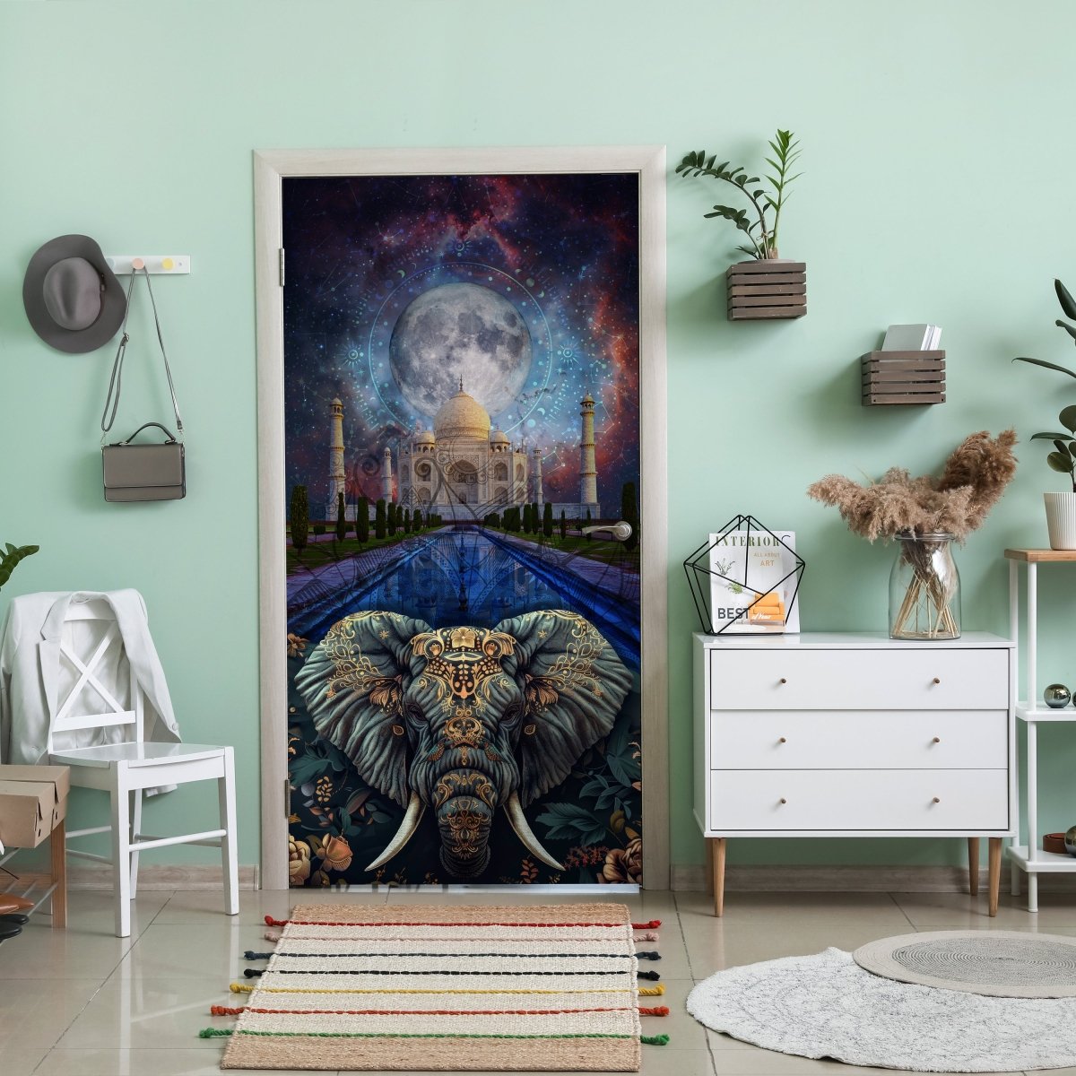 Türtapete Elefant, Taj Mahal, blau M1532 - Bild 1 Türtapete Elefant, Taj Mahal, blau M1532 - Bild 1