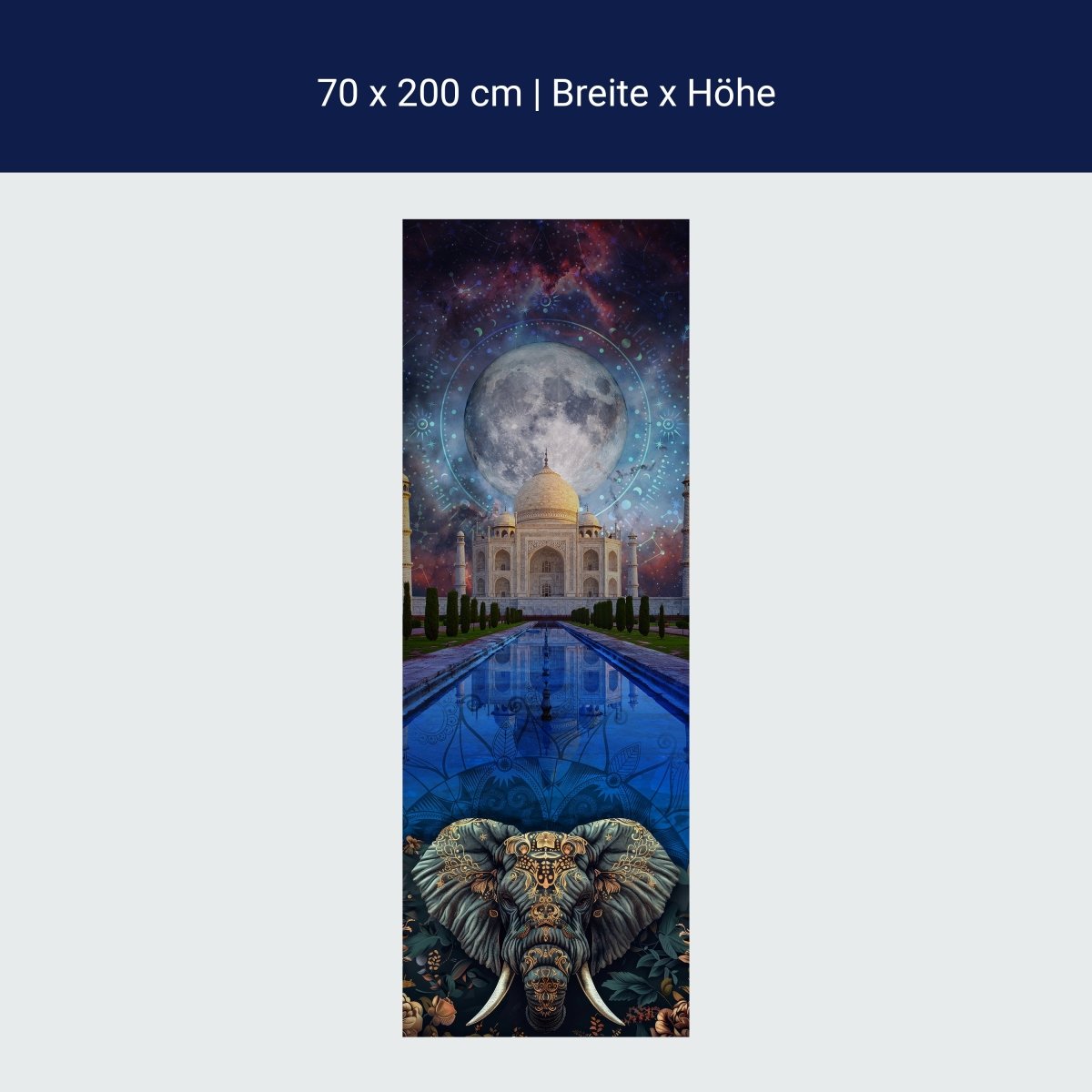 Türtapete Elefant, Taj Mahal, blau M1532 Türtapete Elefant, Taj Mahal, blau M1532