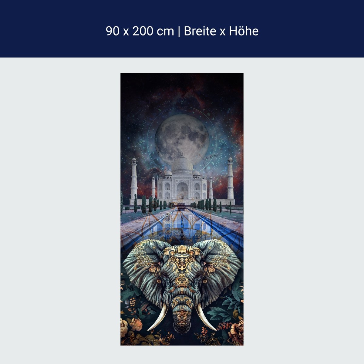 Türtapete Elefant, Taj Mahal, blau M1532 Türtapete Elefant, Taj Mahal, blau M1532