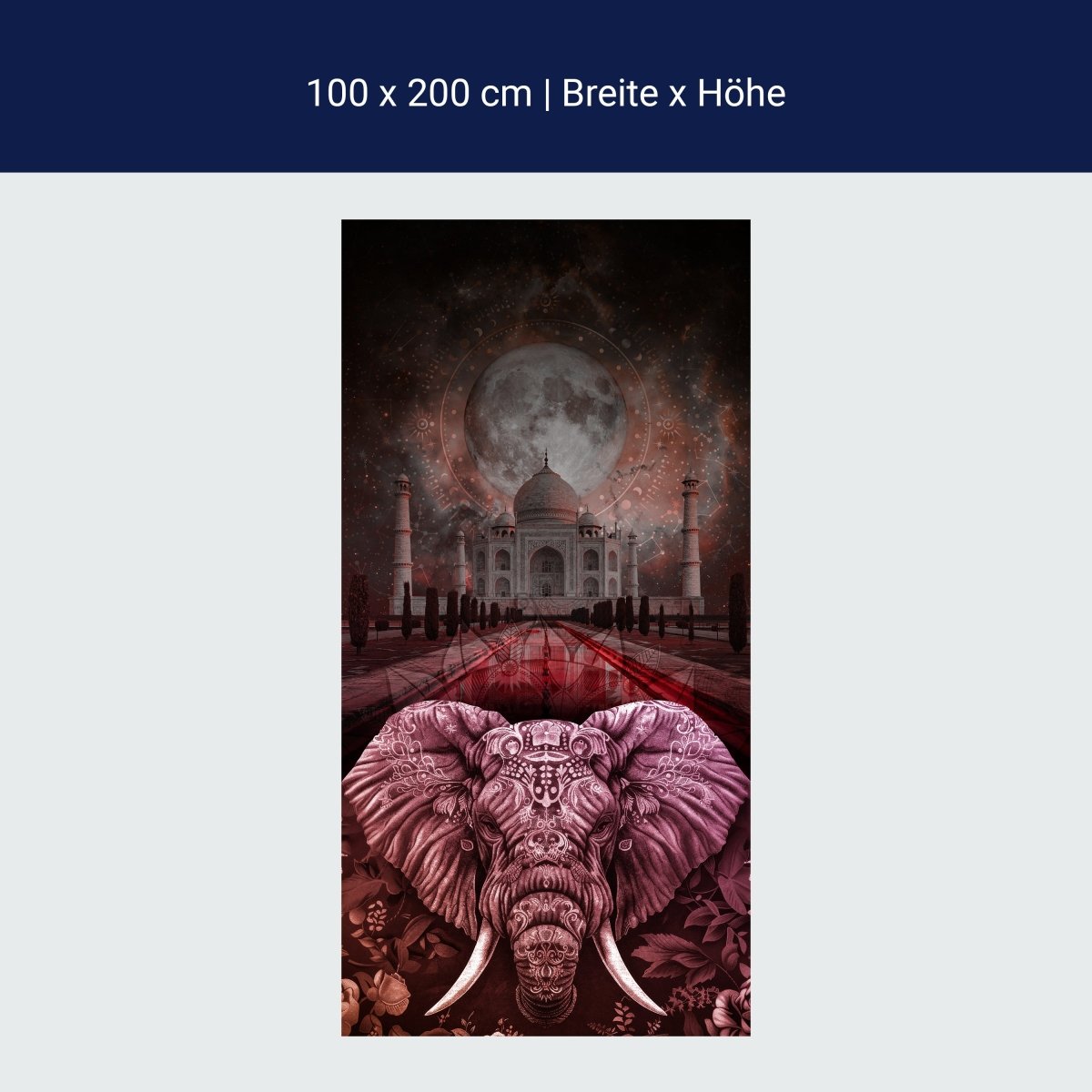 Türtapete Elefant, Taj Mahal, rosa M1533 Türtapete Elefant, Taj Mahal, rosa M1533