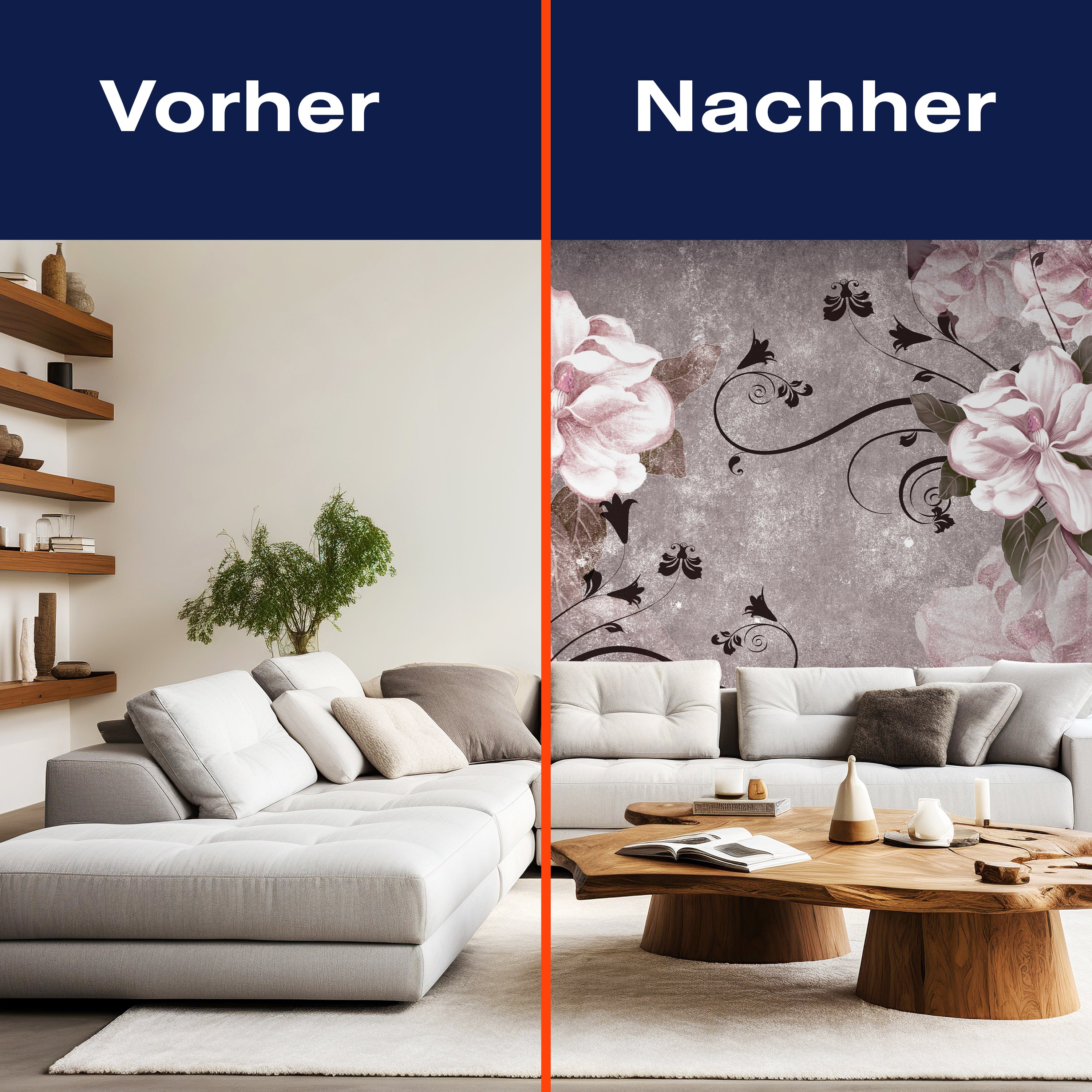 Fototapete Blüten Beton Ornament Rosa M1640 - Bild 9 Fototapete Blüten Beton Ornament Rosa M1640 - Bild 9