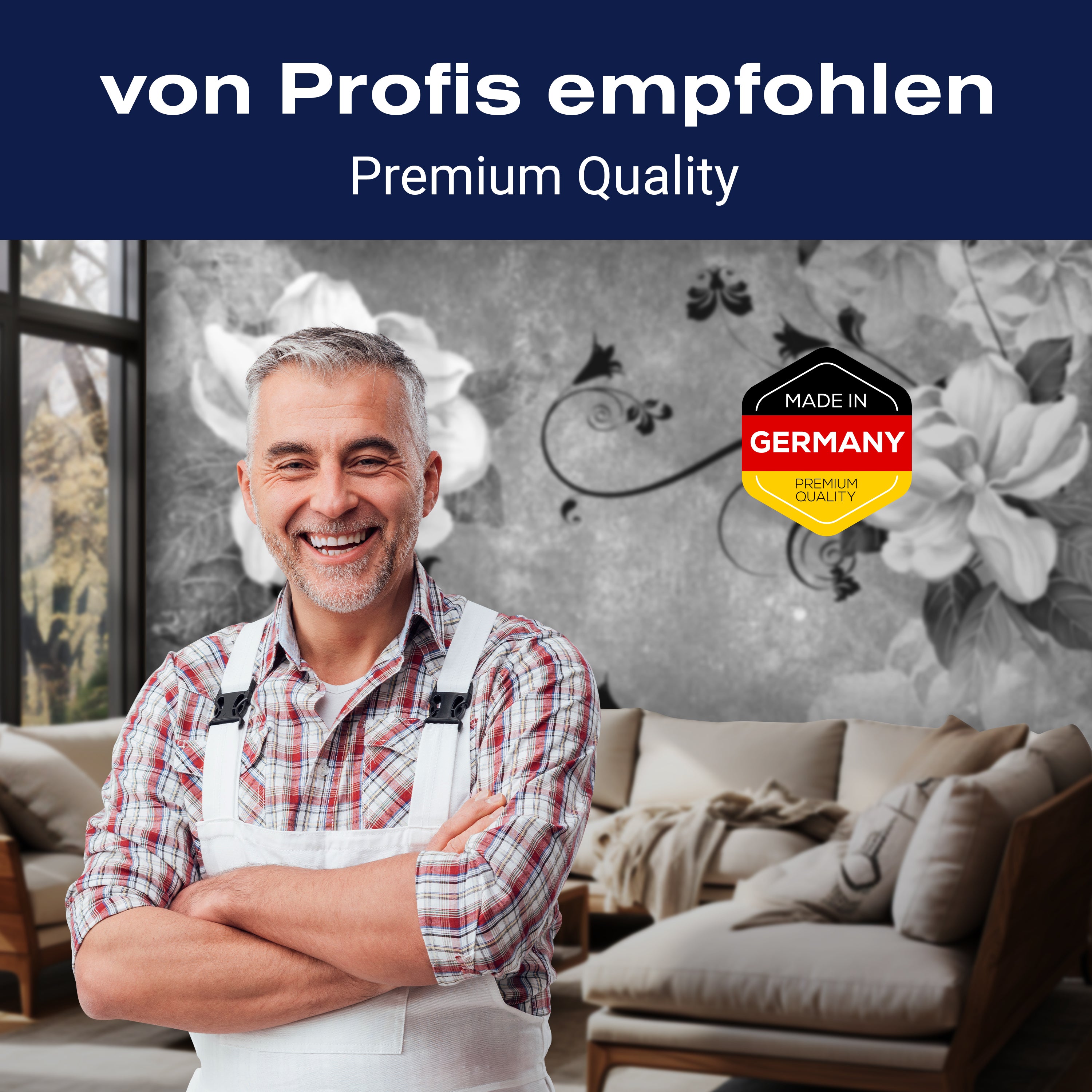 Fototapete Blüten Beton Ornament Grau M1642 - Bild 5 Fototapete Blüten Beton Ornament Grau M1642 - Bild 5