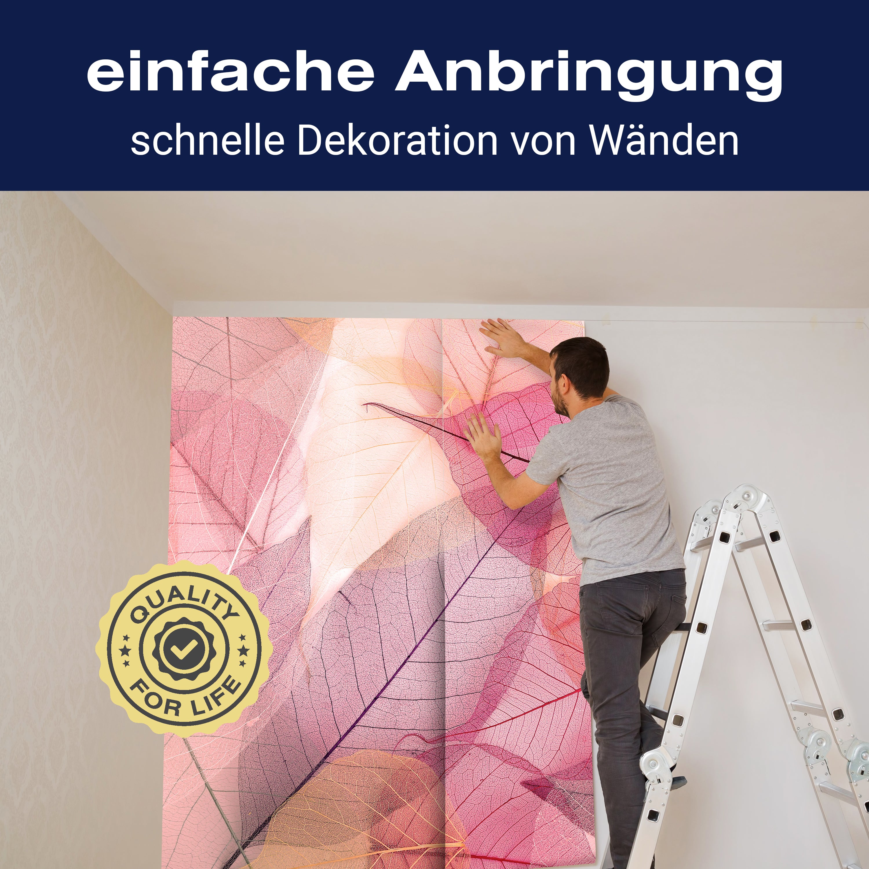 Fototapete Rosa Blätter M2090 - Bild 3 Fototapete Rosa Blätter M2090 - Bild 3