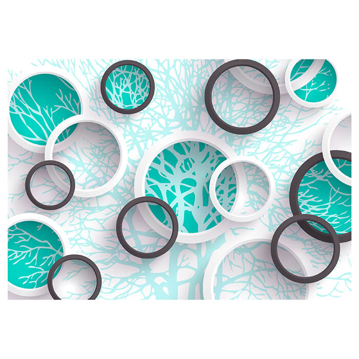 Fototapete Türkis äste 3D Abstrakt Fenster Kreise M4595 - Bild 2 Fototapete Türkis äste 3D Abstrakt Fenster Kreise M4595 - Bild 2