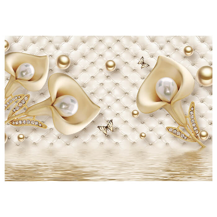 Fototapete Gold Tulpen Edelstein Perlen Polsterwand M4643 - Bild 2 Fototapete Gold Tulpen Edelstein Perlen Polsterwand M4643 - Bild 2