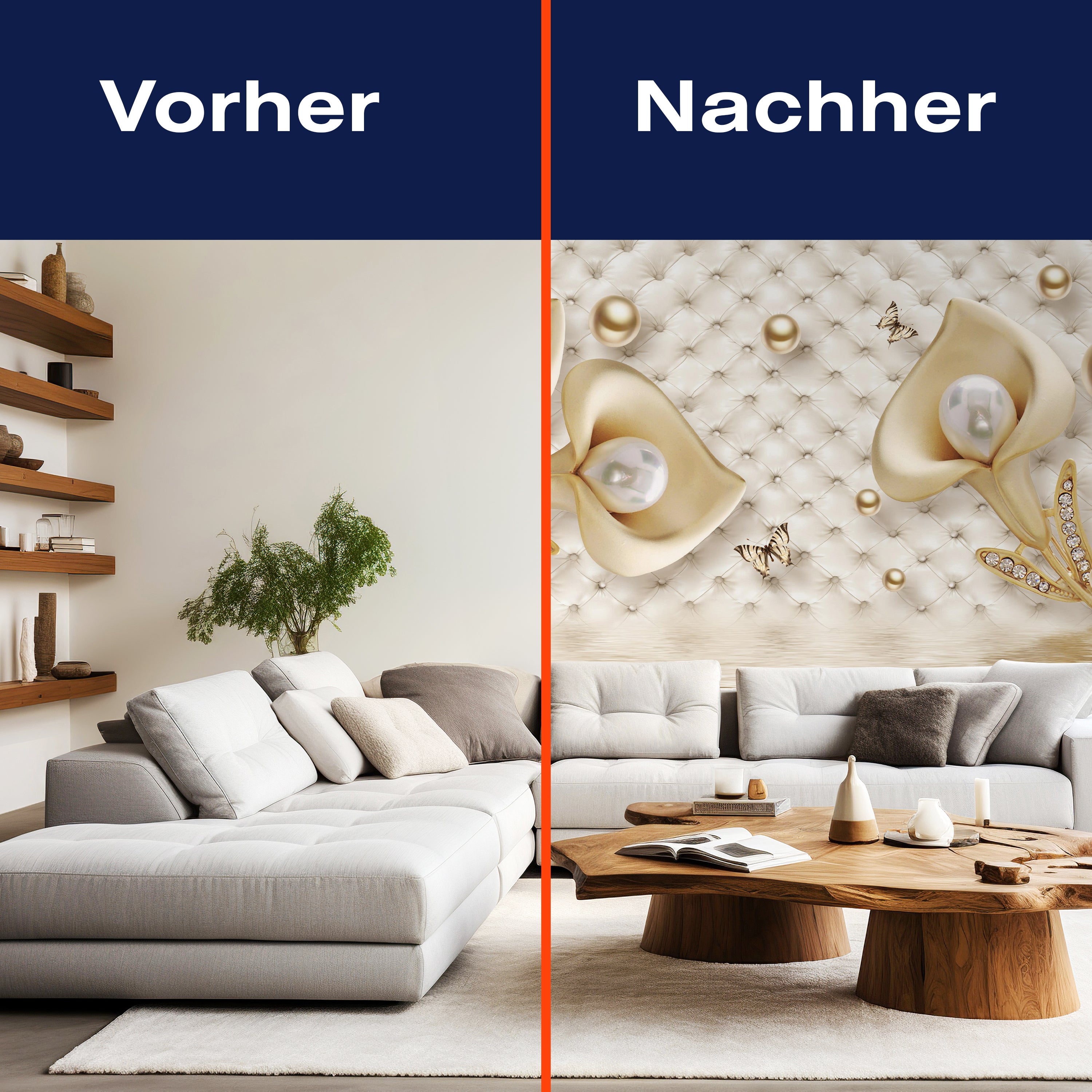 Fototapete Gold Tulpen Edelstein Perlen Polsterwand M4643 - Bild 9 Fototapete Gold Tulpen Edelstein Perlen Polsterwand M4643 - Bild 9