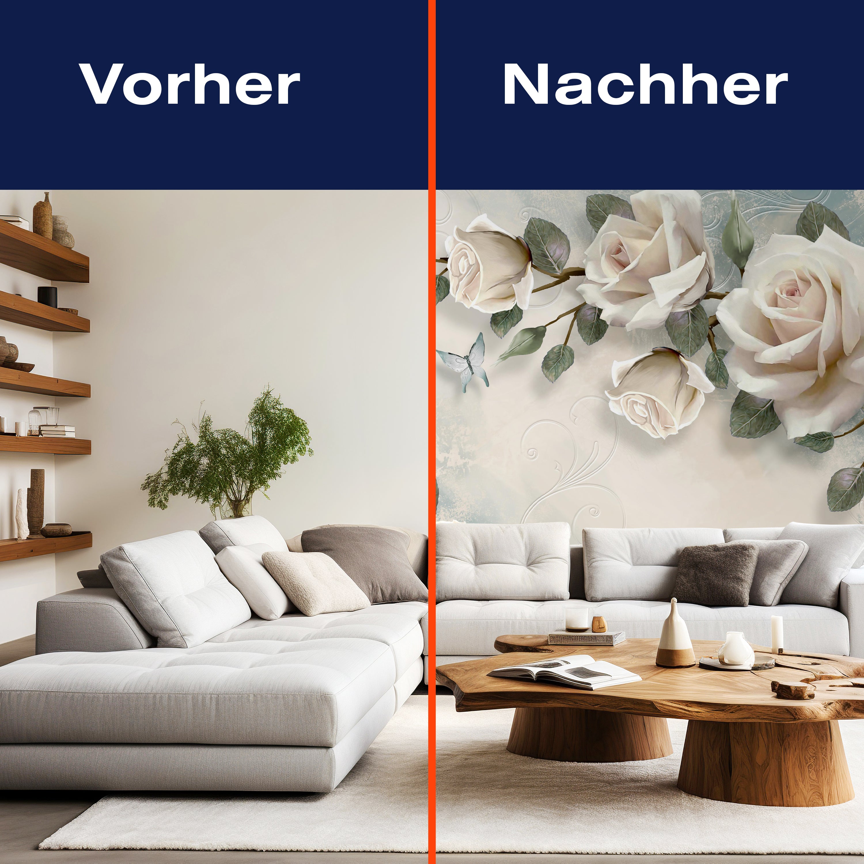 Fototapete Rosen Schmetterlinge bemalt effekt wand M4660 - Bild 9 Fototapete Rosen Schmetterlinge bemalt effekt wand M4660 - Bild 9