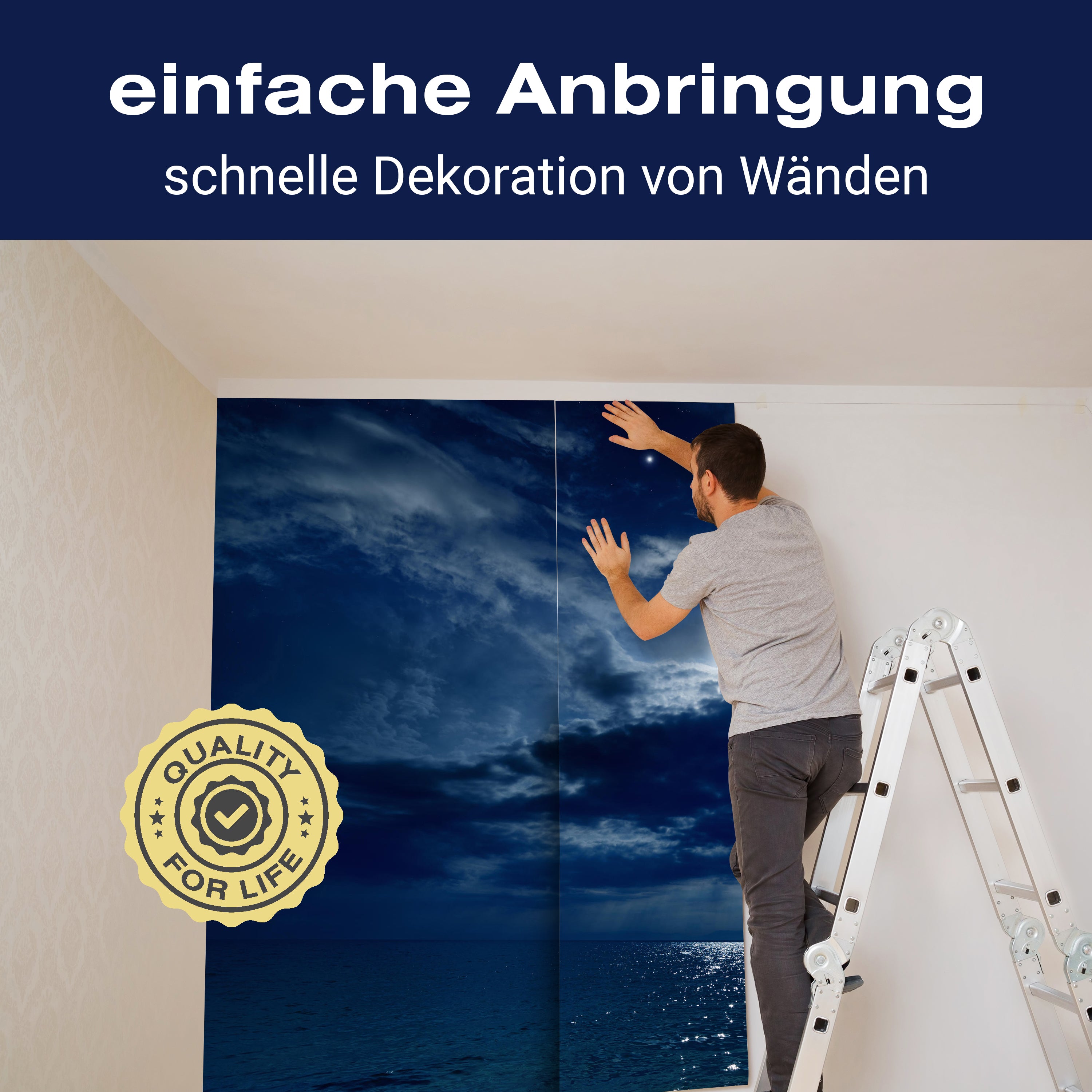 Fototapete Nächtlichter Himmel Vollmond Meer Sterne M4866 - Bild 3 Fototapete Nächtlichter Himmel Vollmond Meer Sterne M4866 - Bild 3