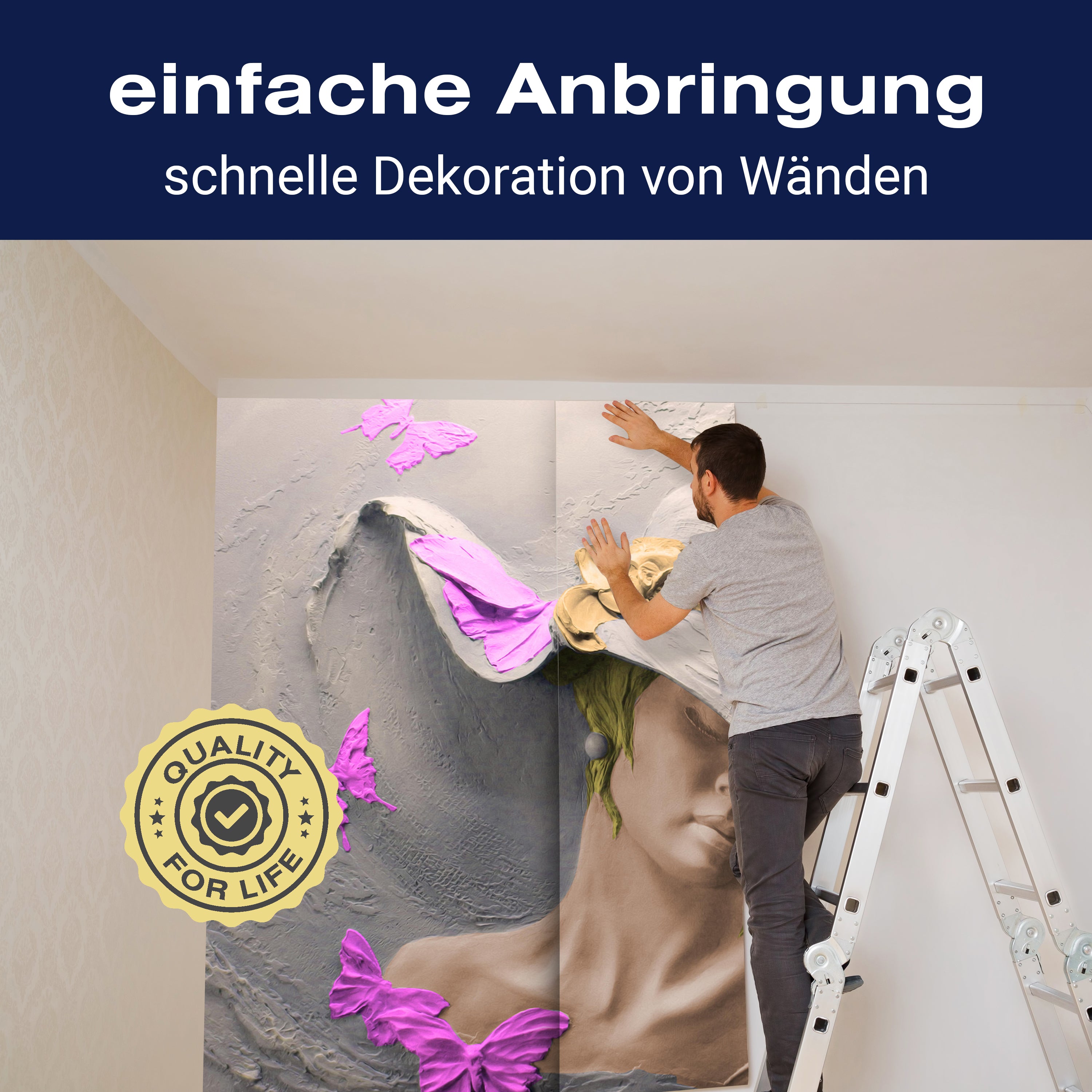 Fototapete Skulptur Frau rosa Schmetterlinge Wand M5272 - Bild 3 Fototapete Skulptur Frau rosa Schmetterlinge Wand M5272 - Bild 3
