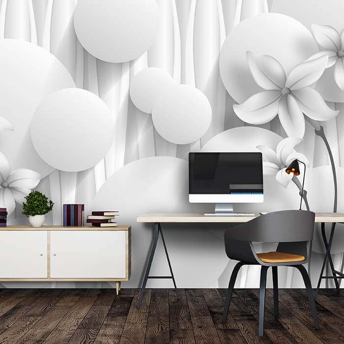 Fototapete Blumen 3D Kreise Effekt abstrakt grau M5343 - Bild 1 Fototapete Blumen 3D Kreise Effekt abstrakt grau M5343 - Bild 1