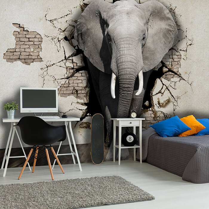 Fototapete Elefant aus Wand M5907 - Bild 1 Fototapete Elefant aus Wand M5907 - Bild 1