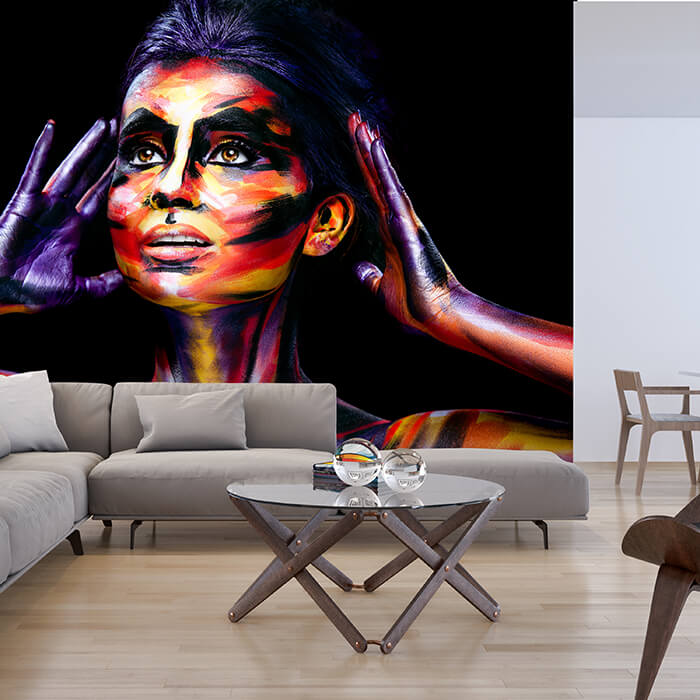 Fototapete Frau bemalt mit verschiedenen Farben M6014 - Bild 1 Fototapete Frau bemalt mit verschiedenen Farben M6014 - Bild 1