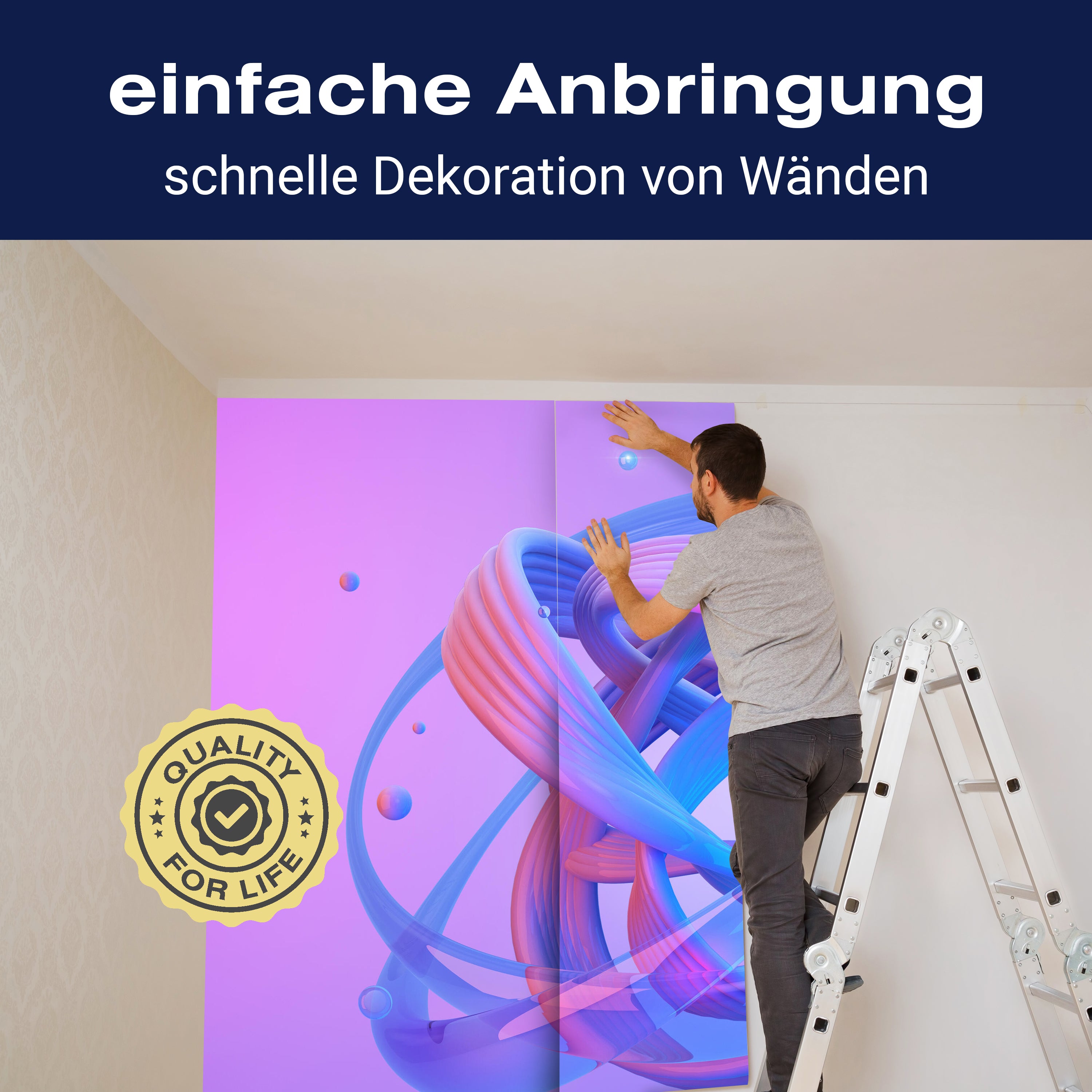 Fototapete Bunter Knoten in Rosa und Blau M6035 - Bild 3 Fototapete Bunter Knoten in Rosa und Blau M6035 - Bild 3