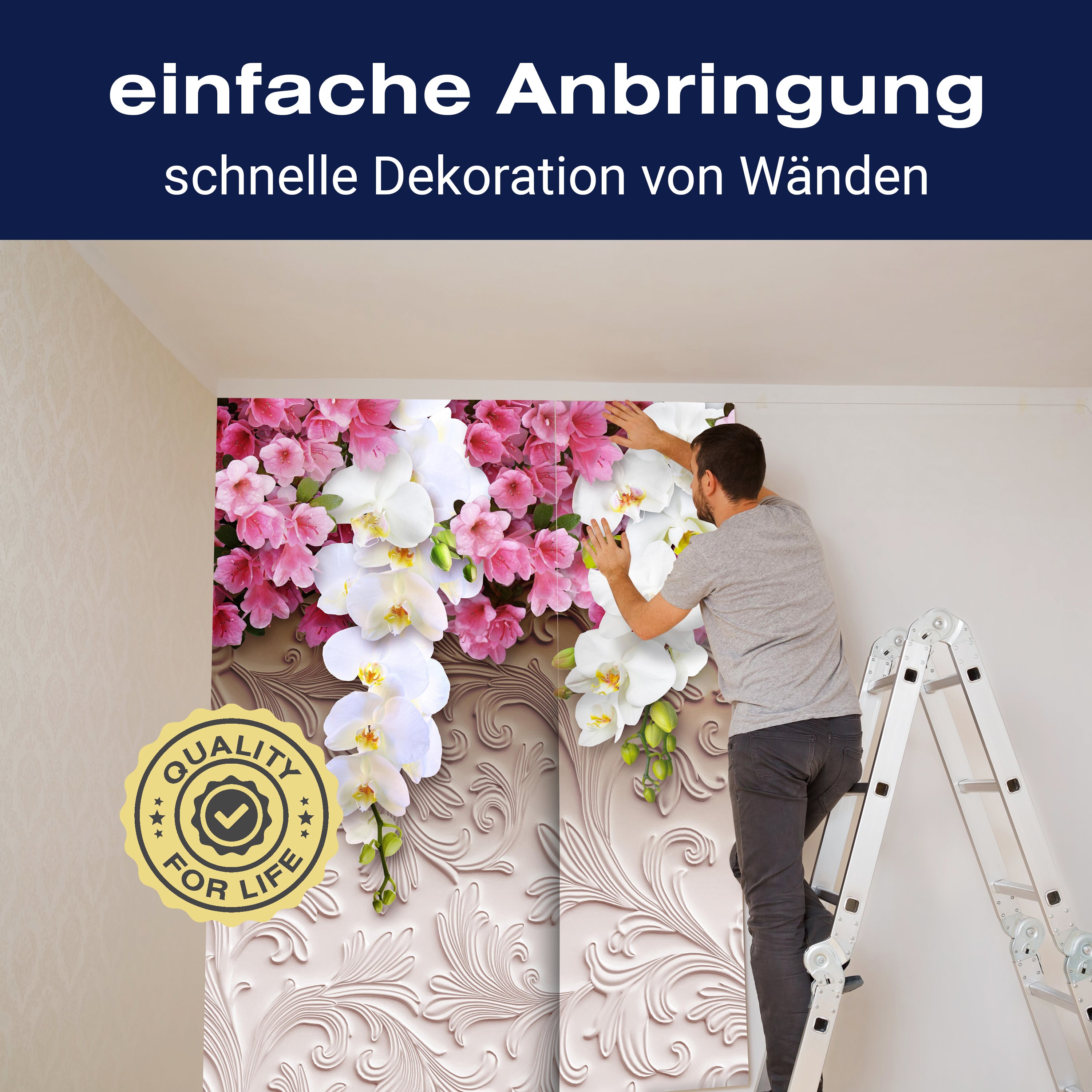 Fototapete 3D Blumen Orchideen Muster Stuck Relief M6093 - Bild 3 Fototapete 3D Blumen Orchideen Muster Stuck Relief M6093 - Bild 3