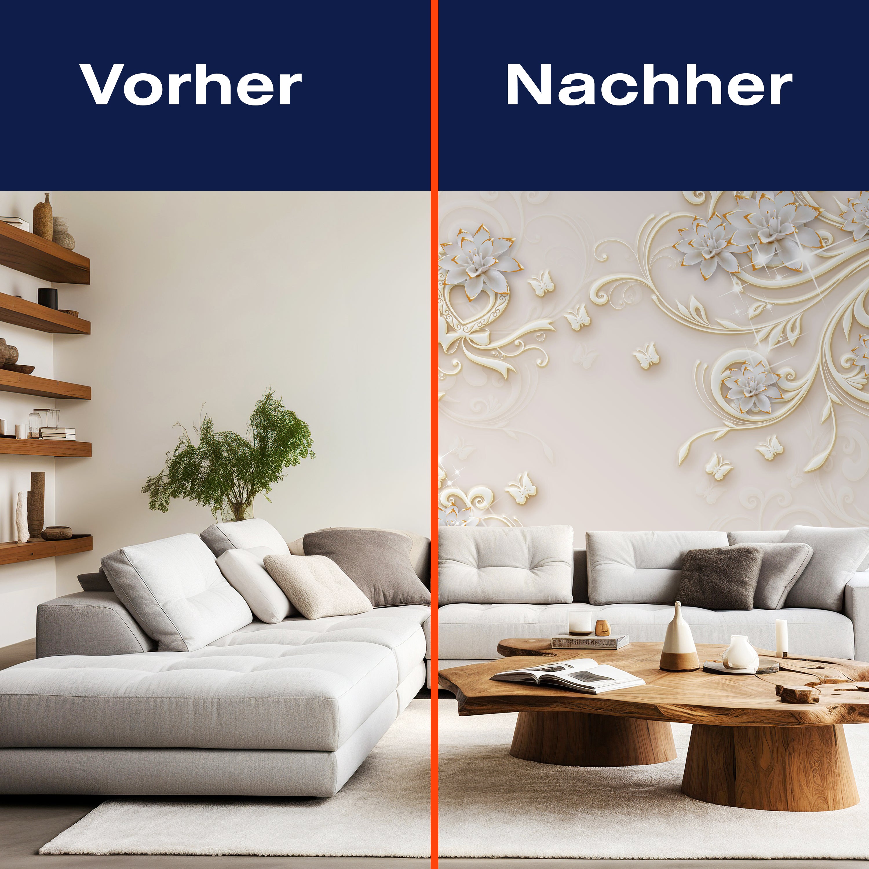 Fototapete 3D Effekt Blumen Ornamente Gold M6098 - Bild 9 Fototapete 3D Effekt Blumen Ornamente Gold M6098 - Bild 9