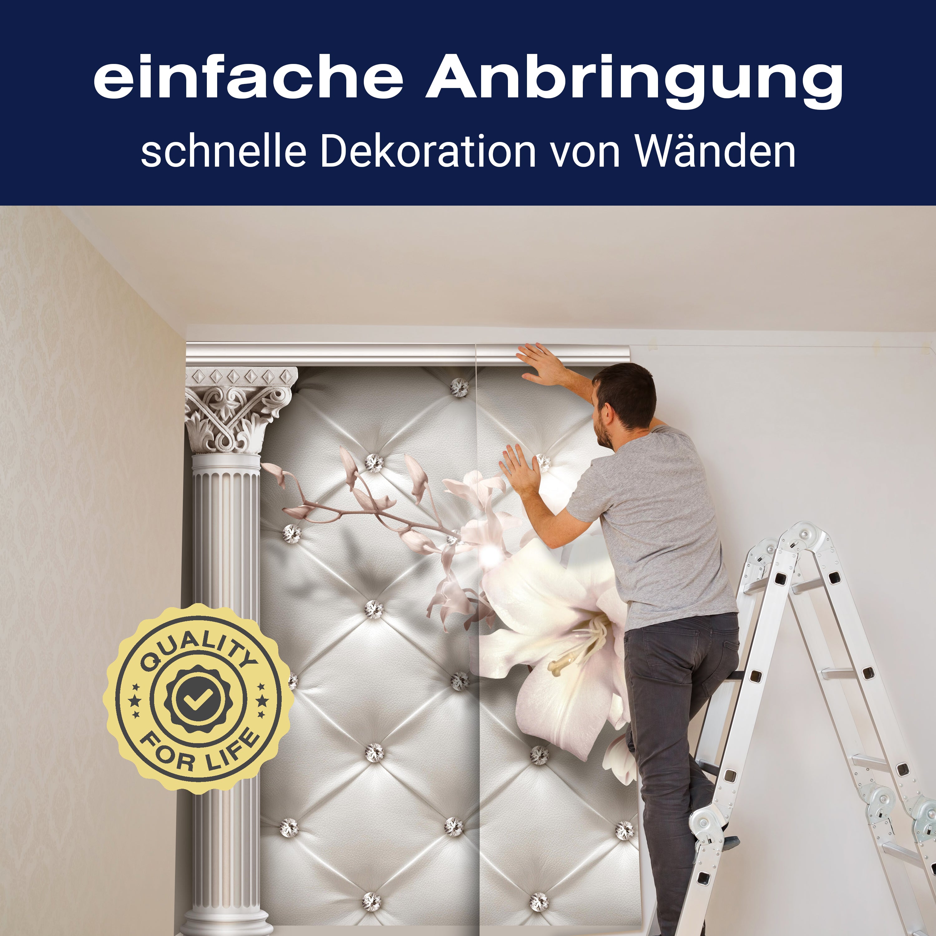 Fototapete 3D Effekt Säulen Blüten Diamanten M6100 - Bild 3 Fototapete 3D Effekt Säulen Blüten Diamanten M6100 - Bild 3