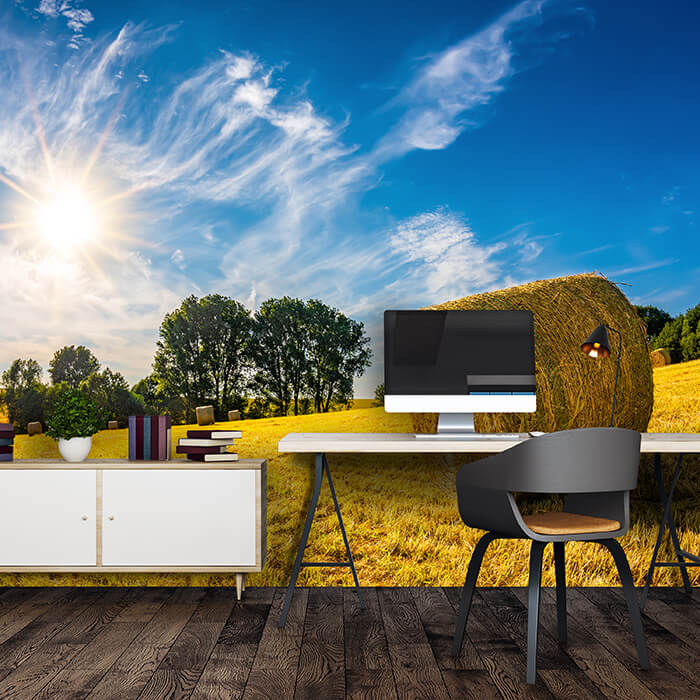 Fototapete Feld Strohballen Natur M6175 - Bild 1 Fototapete Feld Strohballen Natur M6175 - Bild 1