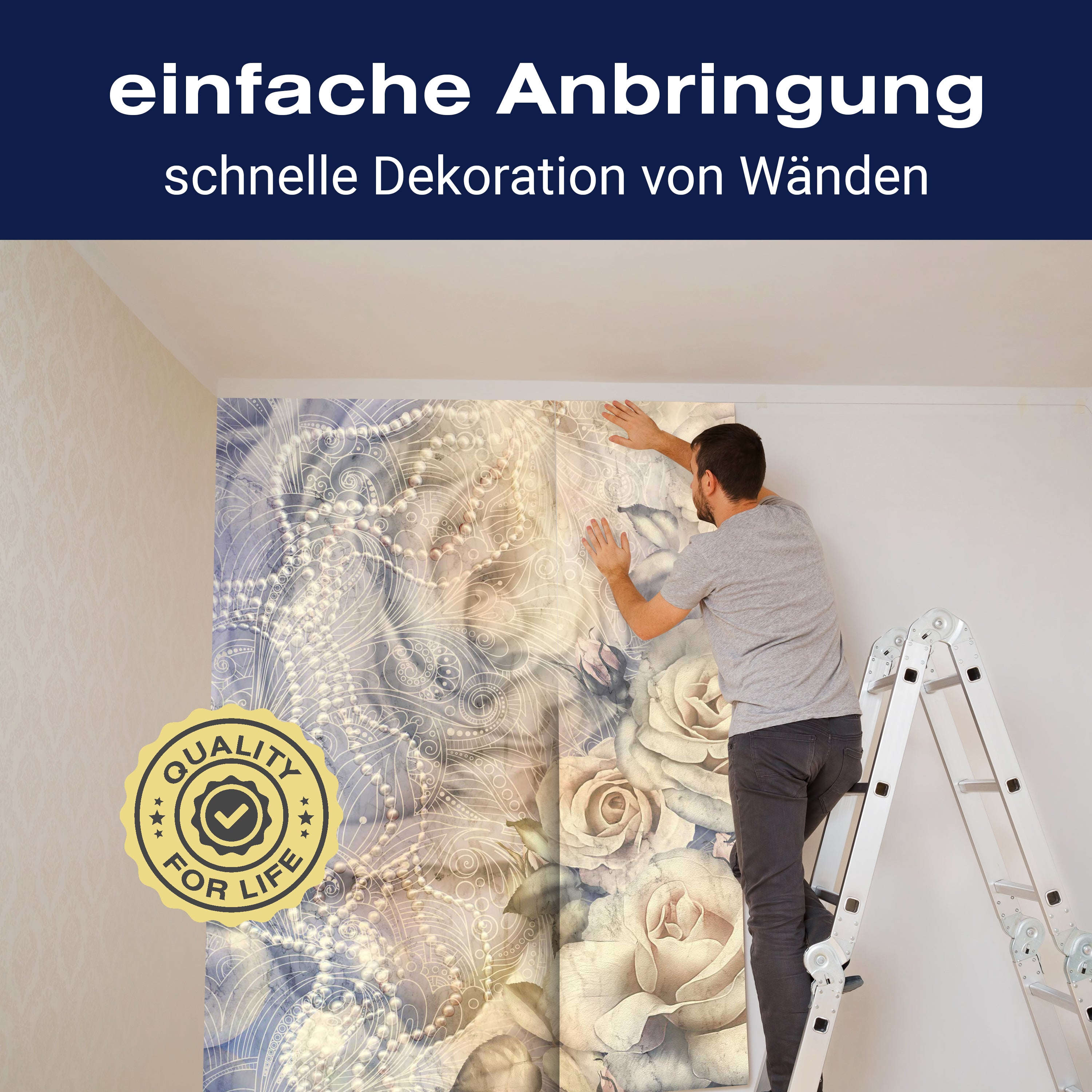 Fototapete Rosen Vintage Perlen M6276 - Bild 3 Fototapete Rosen Vintage Perlen M6276 - Bild 3